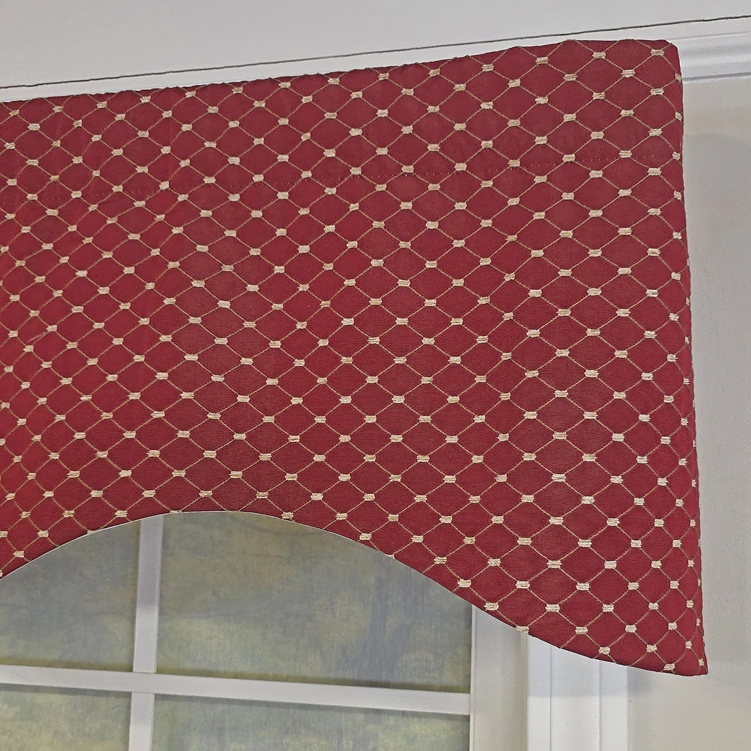 RLF Home Passat Cornice 100% Cotton Rod Pocket  Window Valance 50" x 17" Red