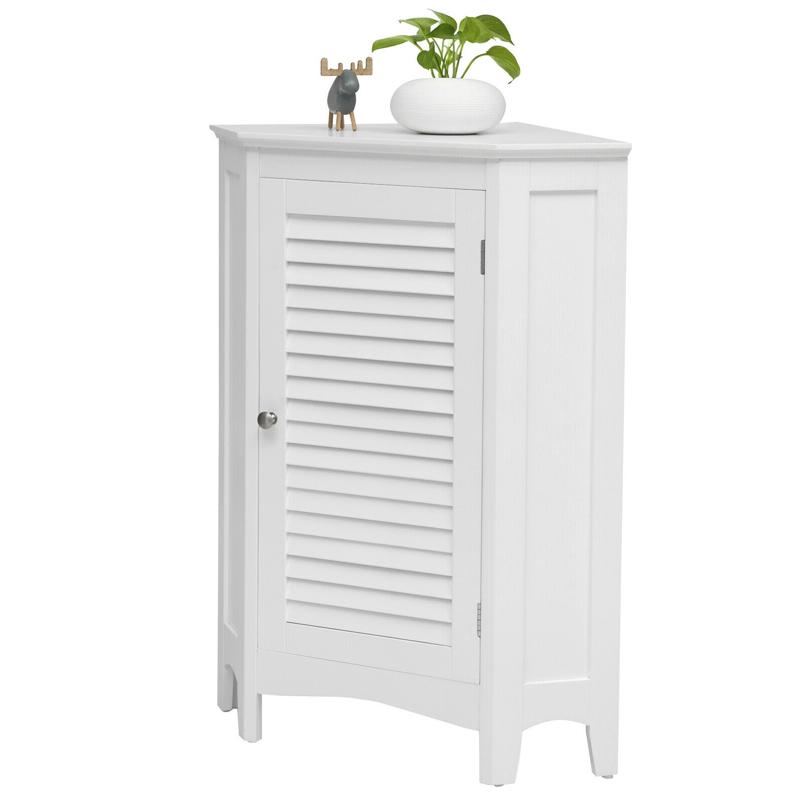 SlickBlue White Corner Storage Cabinet for Bathroom Bedroom and Entryway