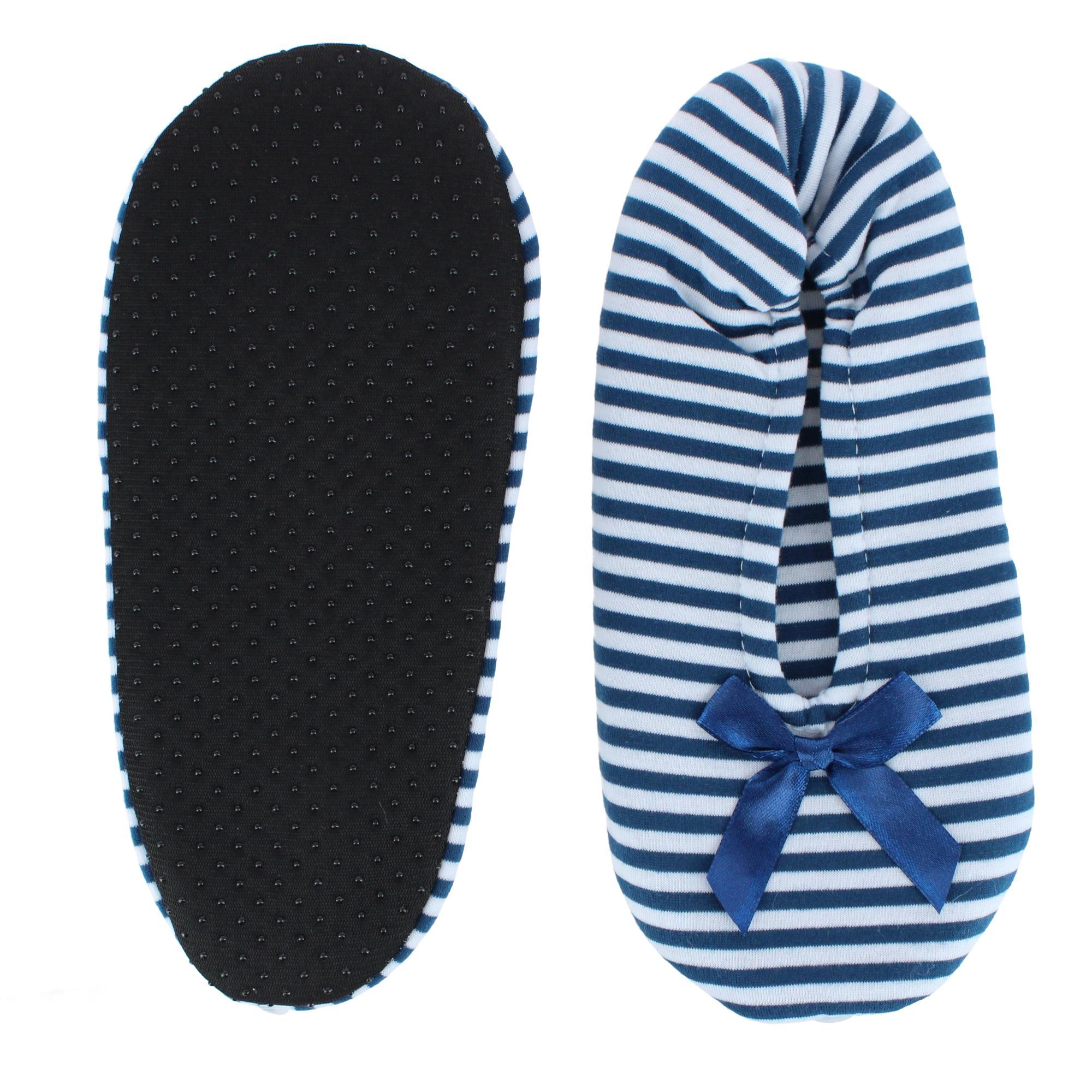 CTM Women's Striped Ballerina Slipper House Shoe by Wootie
