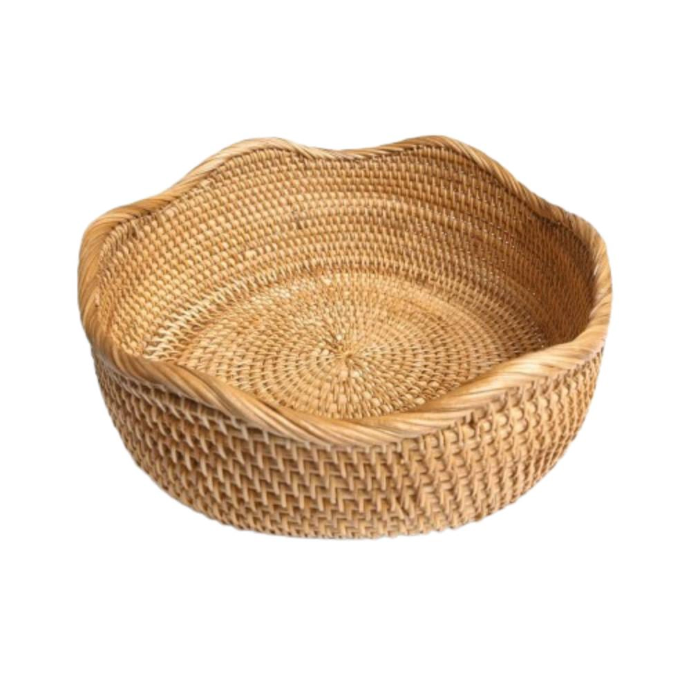 Haven Craftworks Unisex Handmade Rattan Bread Basket Decorative Bowl