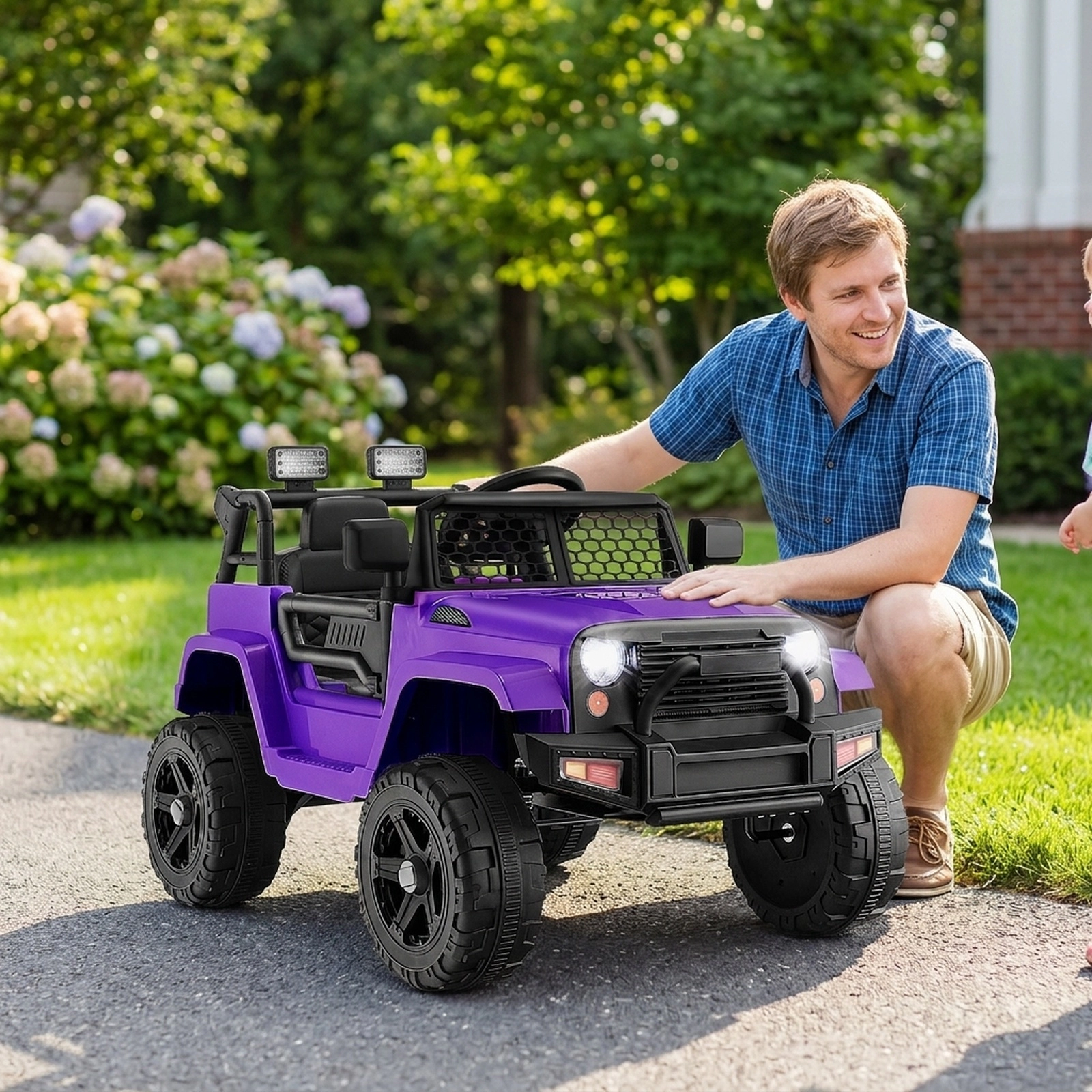 12V Kids Electric Car Spring Suspension Parent Remote and Rotating Mirrors for Ages 3-7 Battery Powered Ride On Truck