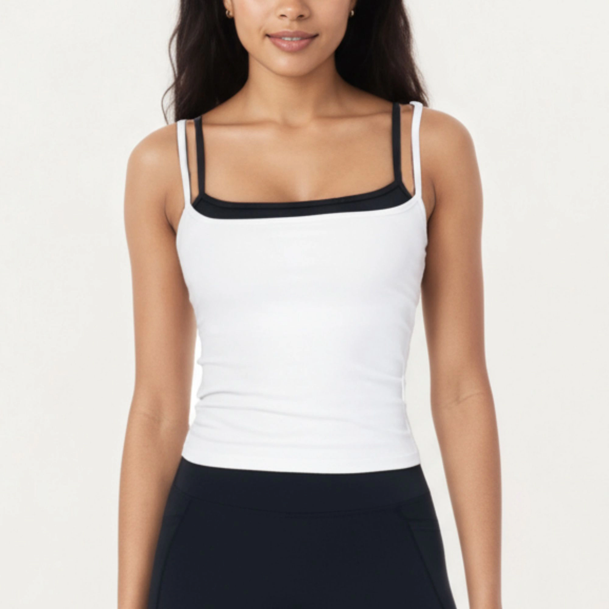 Anna-Kaci Women's Double Strap Fitted Active Tank Top with Built-In Shelf Bra