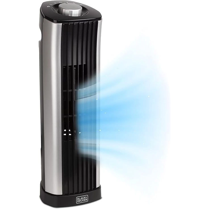 Black+Decker Mini Oscillating Tower Fan - 2 Speeds, 90° Oscillation, 5 ft Cord