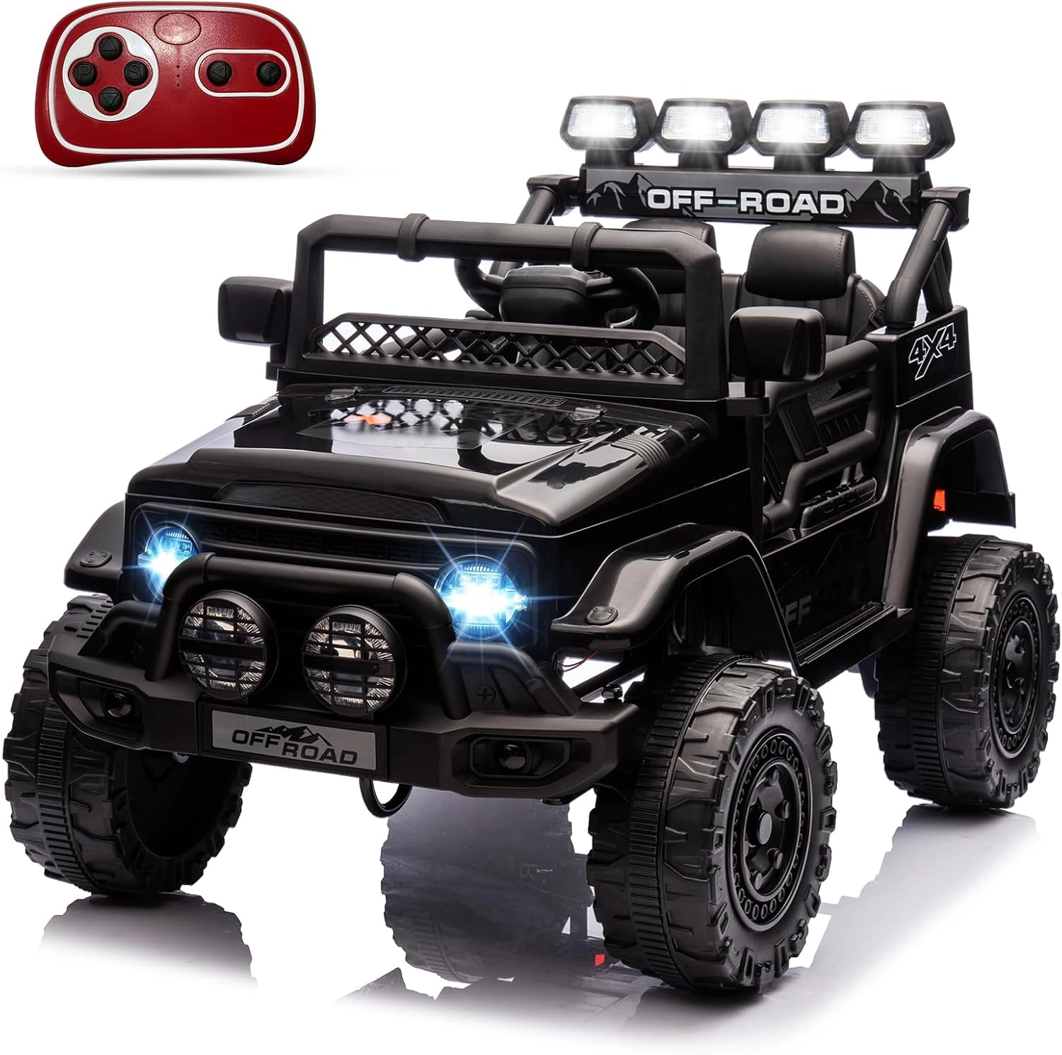 12V 2-Seater Kids Ride-On Truck w/Remote, 5MPH Max, LED Lights, Music,  Electric Car Toy for Ages 3–8