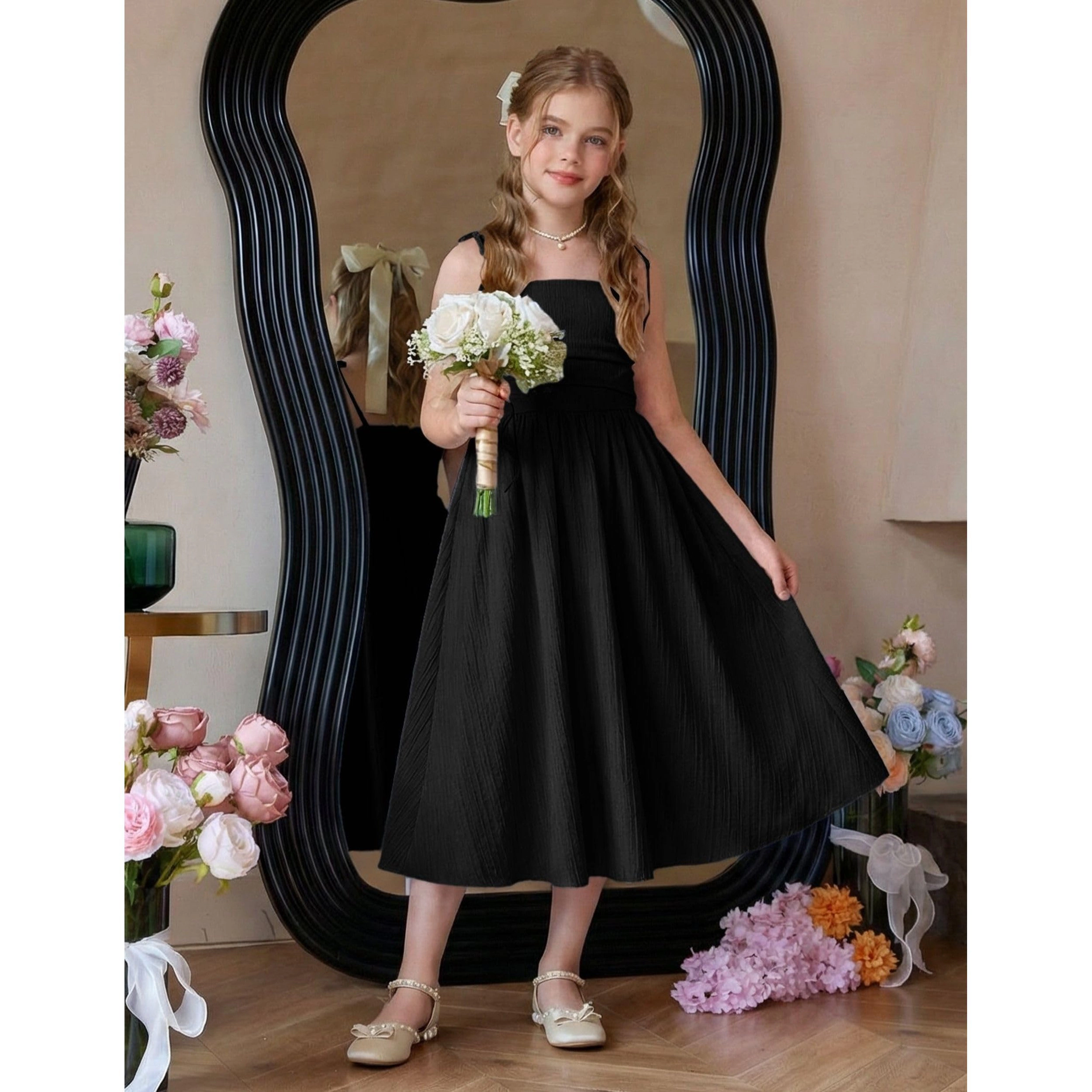 Arshiner Girls Maxi Dresses Spaghetti Strap Ruffle Hem Sleeveless Flowy Summer Cami Dress