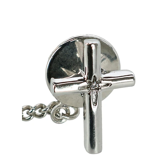Ascentix Men's Elegant Cross Tie Tack with Crystal Center for Formal Wear