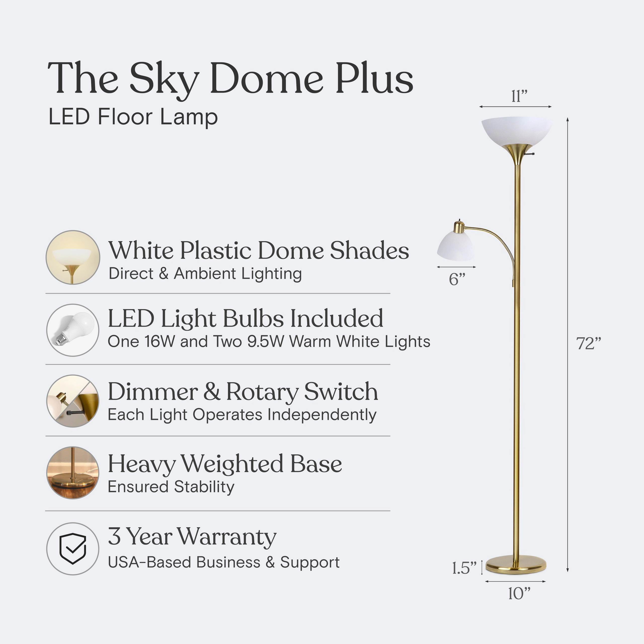 Brightech Sky Dome Torchiere Dimmable Floor Lamp