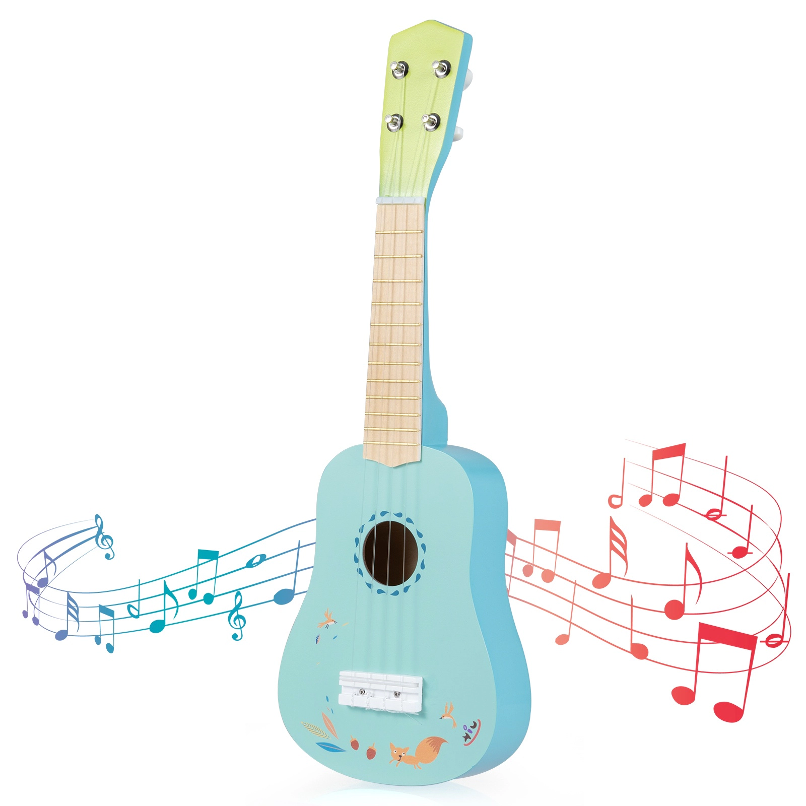 SUGIFT Kids 21-in Ukulele Guitar Basswood Body Okoume Neck 4 Nylon Strings 1-lb Lightweight Ages 3+ Light Blue
