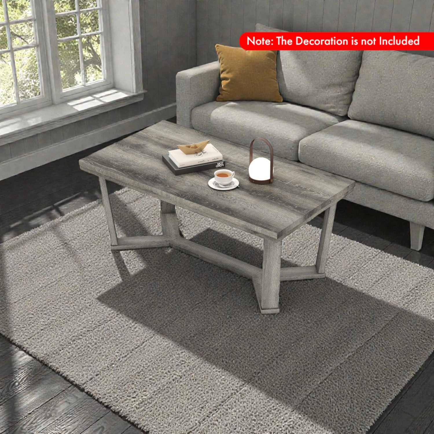 Hivvago Contemporary Rectangle Table Featuring Rubberwood Build and Cross Frame