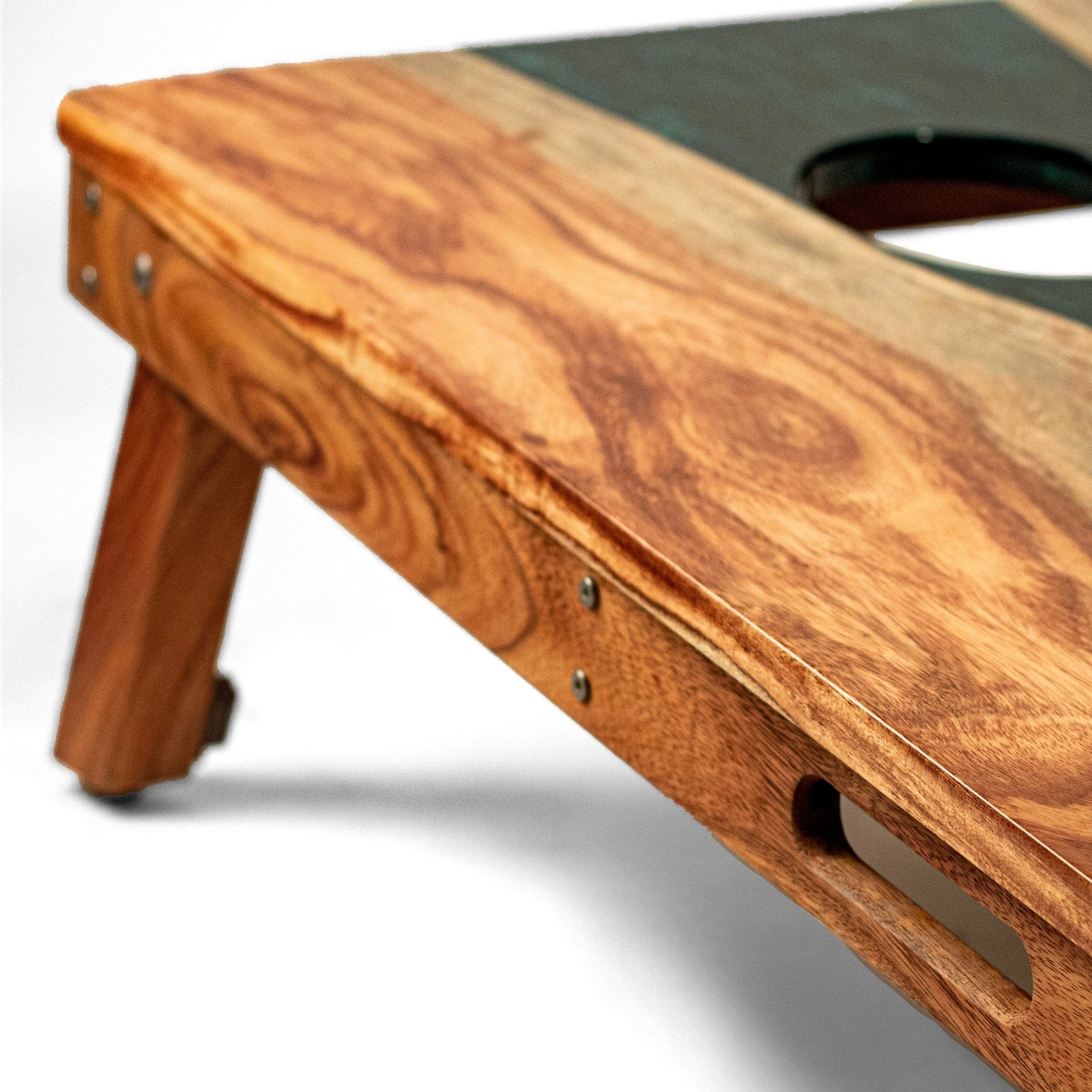 Elakai  The River Epoxy Resin With Live Edge Acacia Pathfinder Art Cornhole Boards