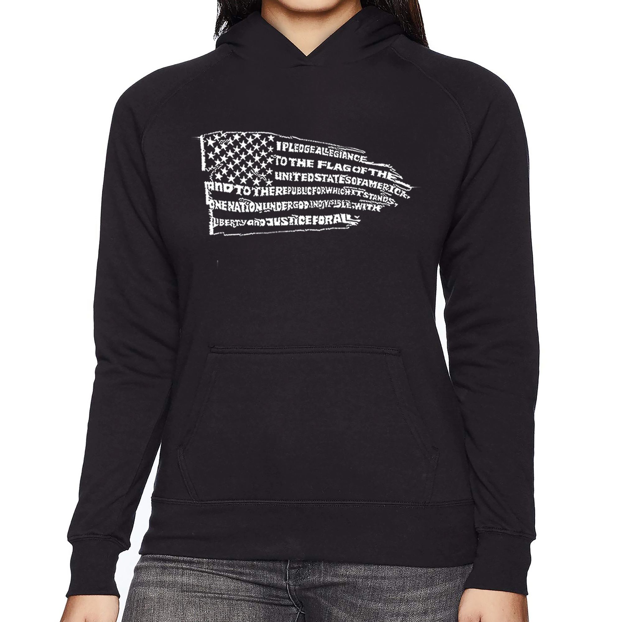 LA Pop Art Pledge of Allegiance Flag - Women's Word Hooded Sweatshirt