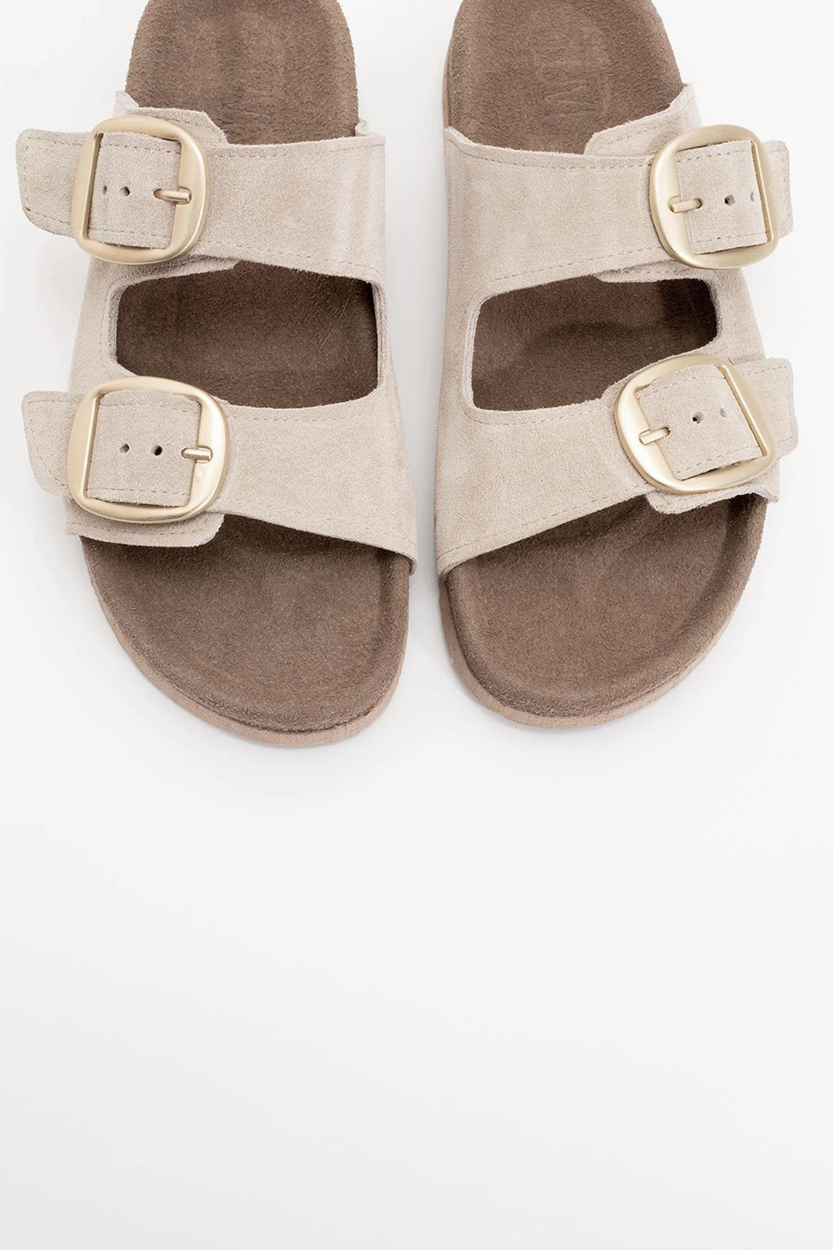 Forever & Always Womens Ovesta Soft Footbed Leather Slide Sandal