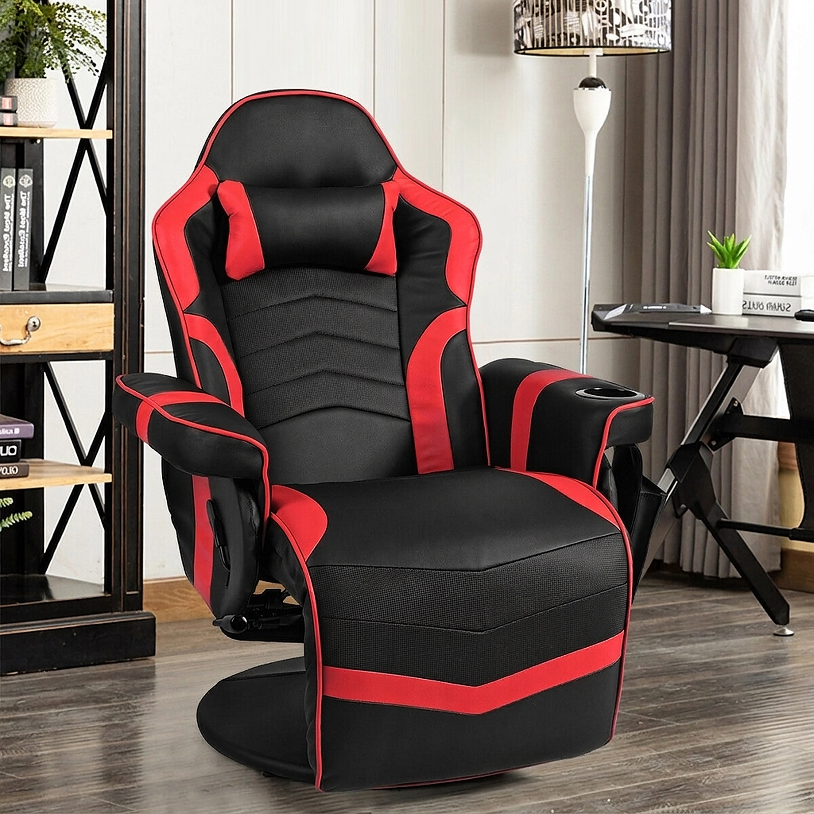 SUGIFT Ergonomic High Back Massage Gaming Chair with Pillow 264.5-lb Capacity Red