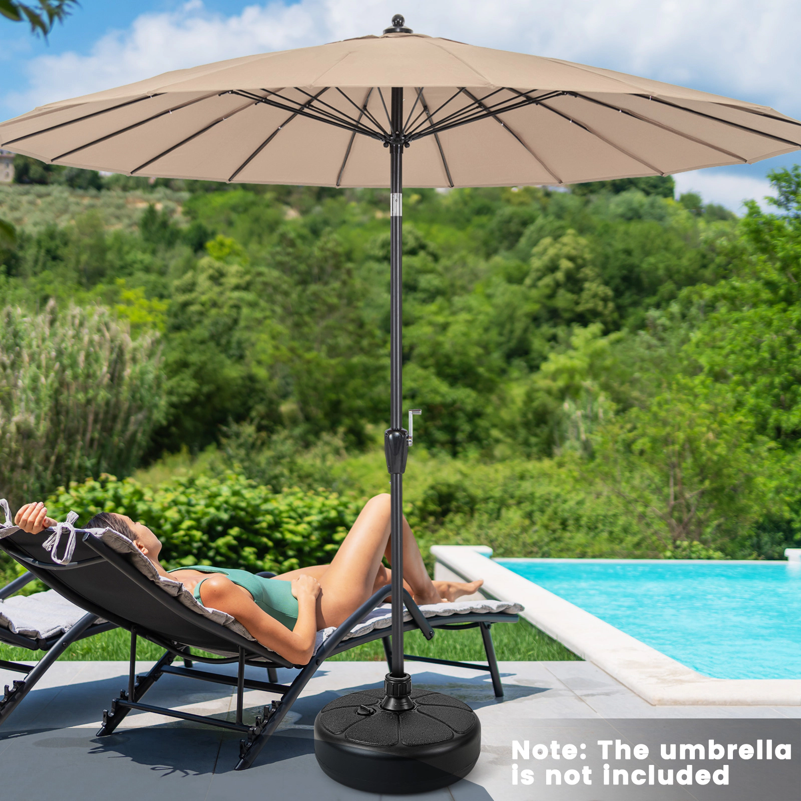 Hivvago 27 Lbs Fillable Round Umbrella Base Stand For Yard Garden Poolside