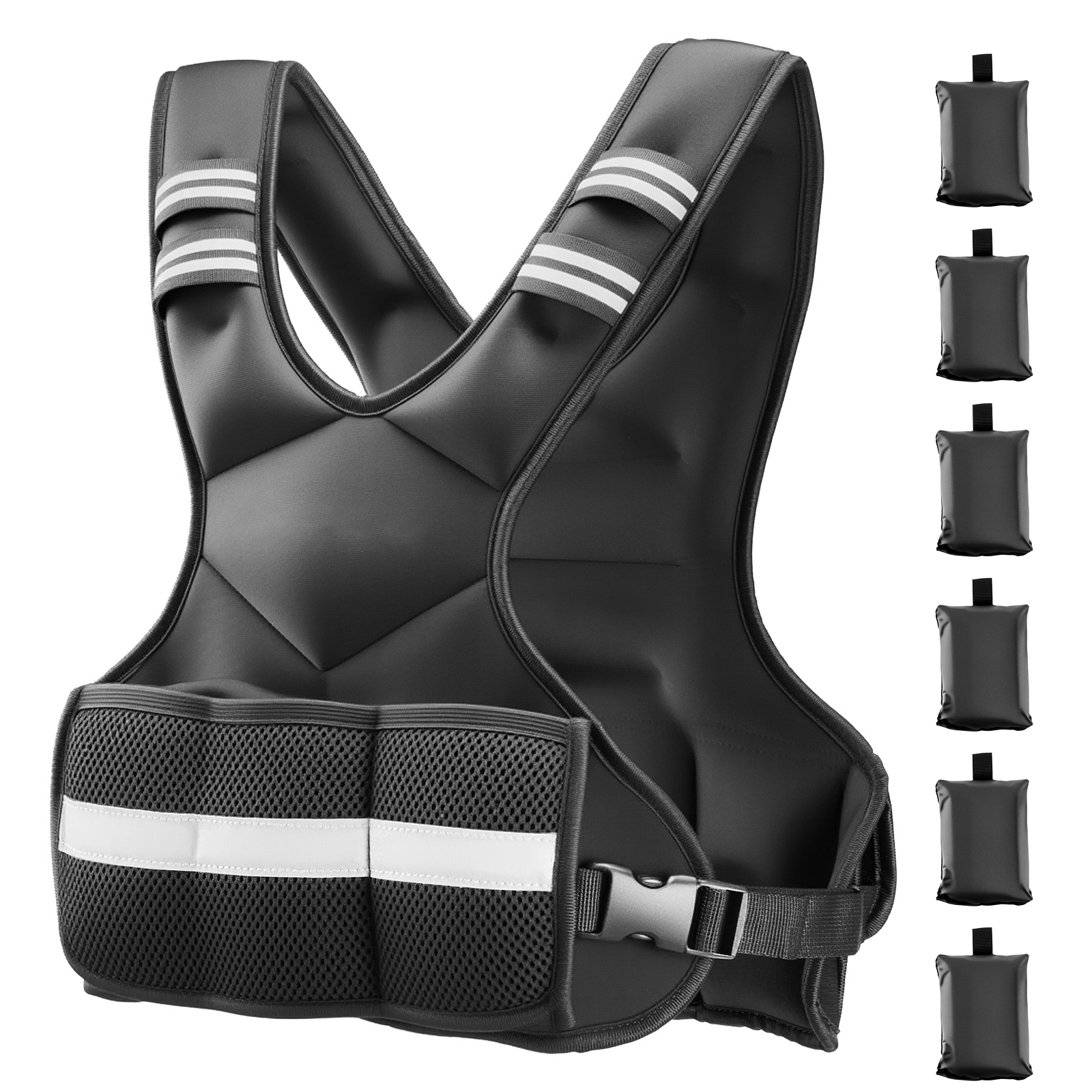 HONGGE Adjustable Weighted Vest Comfortable X-Shape Body Weight Vest Set with Weight Packs and Reflective Stripe for