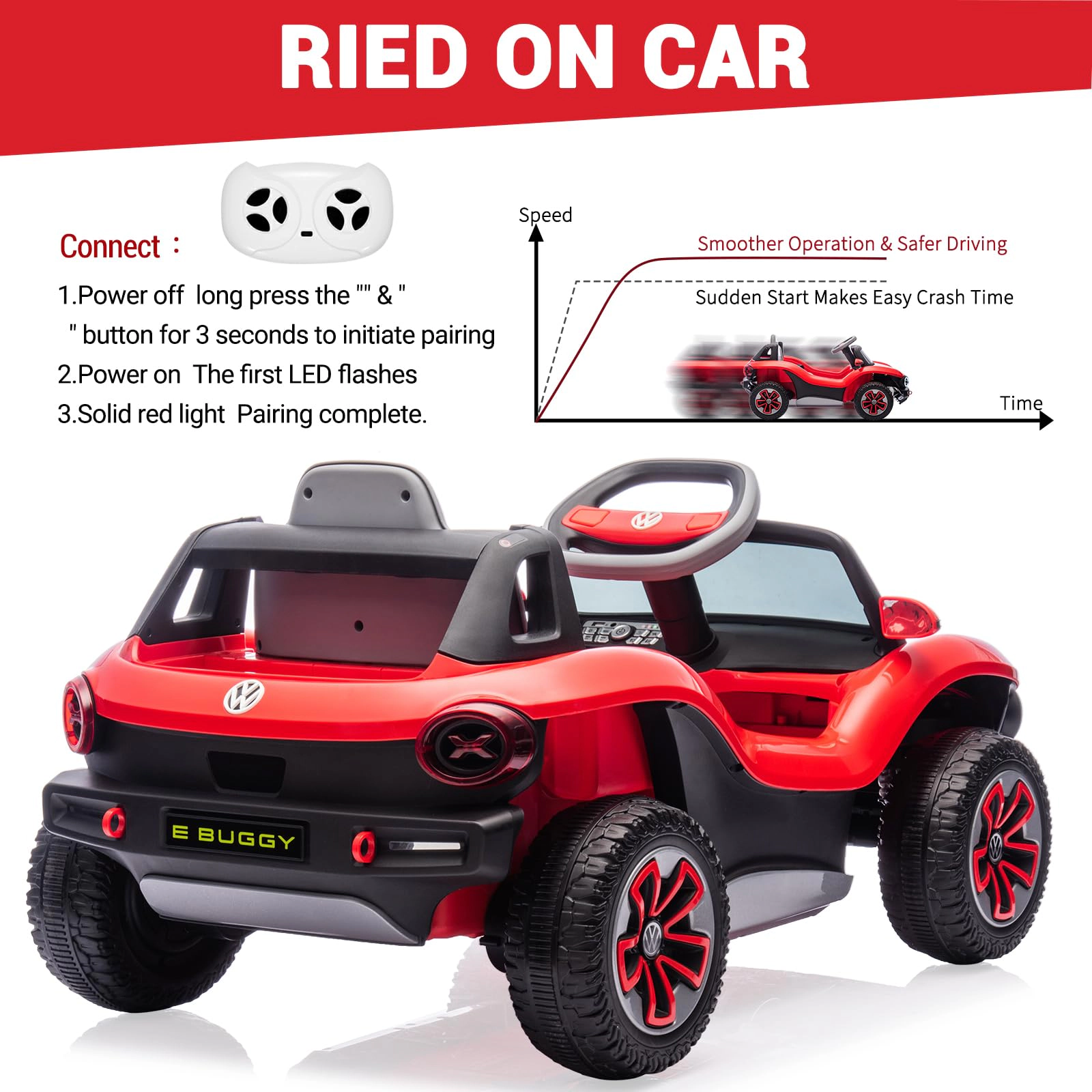 12V Licensed Volkswagen Beetle Ride On Car for Kids, Electric 4 Wheeler with Remote, LED Lights, Music & USB