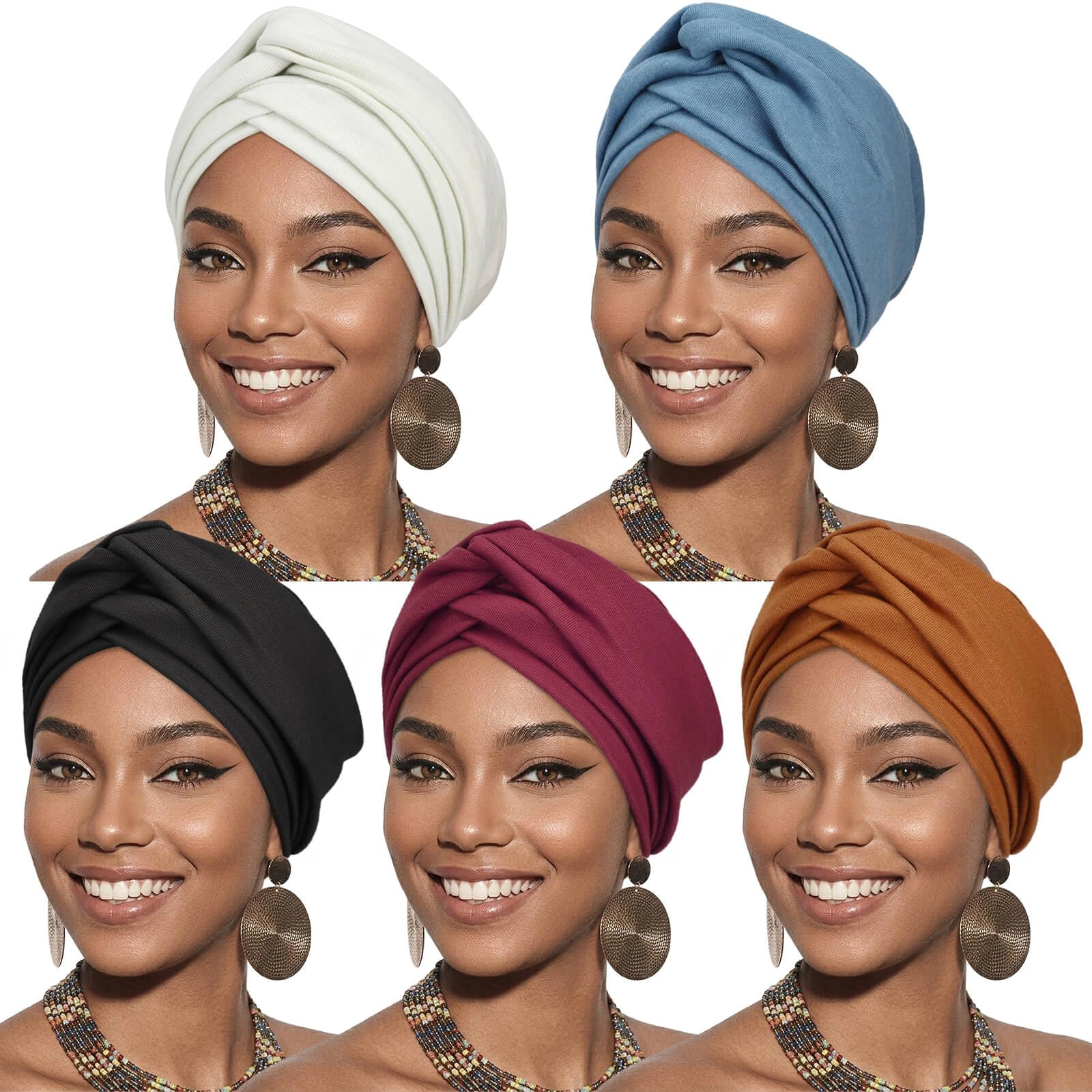 PIGFDK Women Turban Caps Beanie Twist Headscarf Pre-tied Double Twisted BrHeadwraps For Chemo Cancer Cap