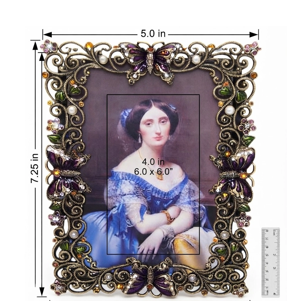 Jiallo Opulent Baroque Jeweled Photo Frame - holds 4x6"