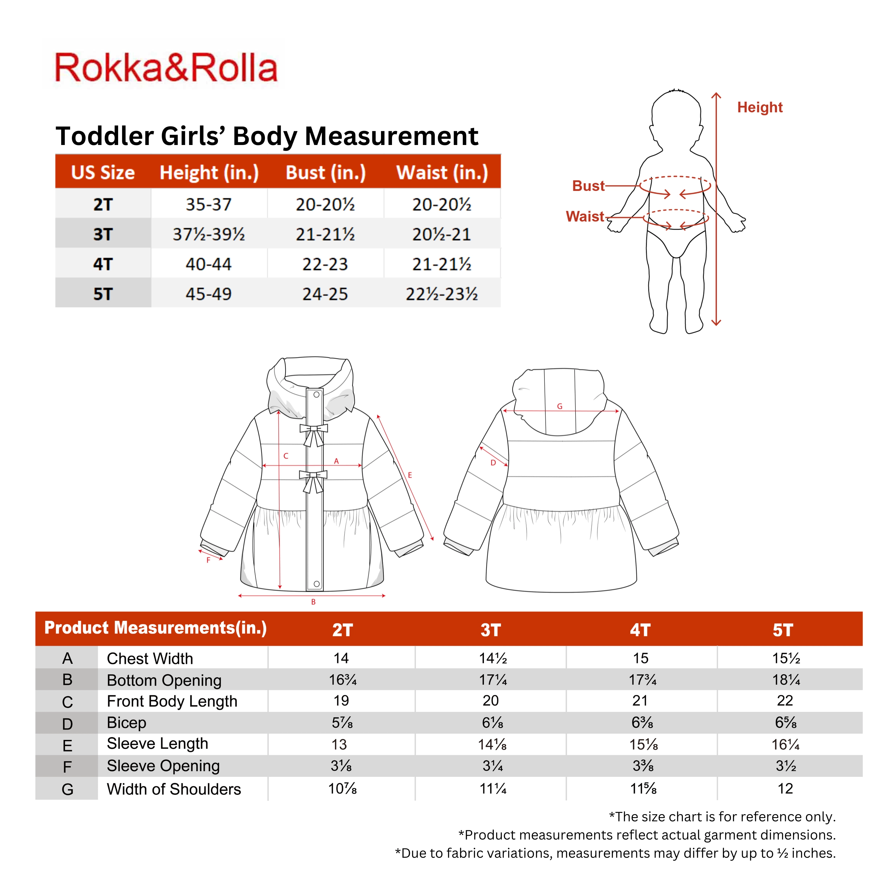 Rokka&Rolla Toddler Girls Faux Fur Mid-Length Puffer Coat