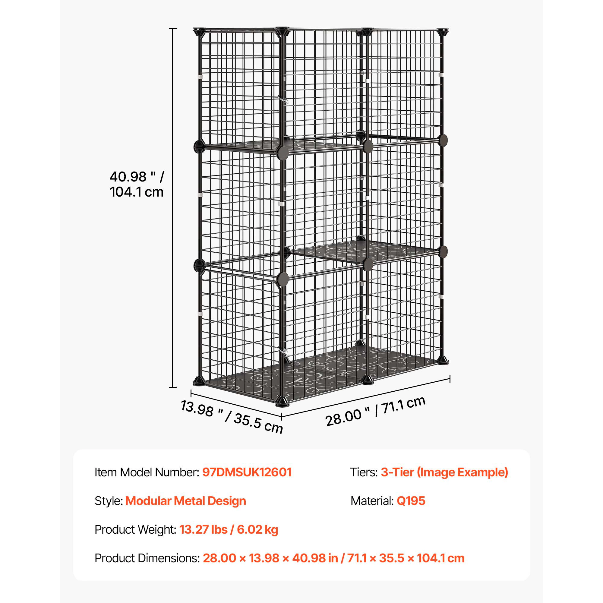HONGGE Cat Cage DIY Cat Playpen Indoor Enclosure Detachable Metal Wire Kennel Crate with Large Exercise Place Ideal for
