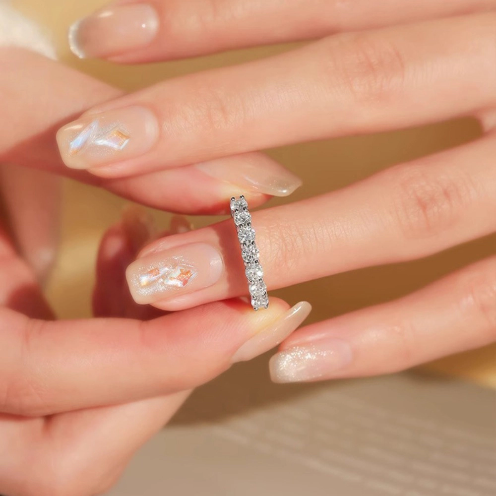 Wardrobe Whimsy Pave Cubic Zirconia Half Eternity Stackable Band Rings Set