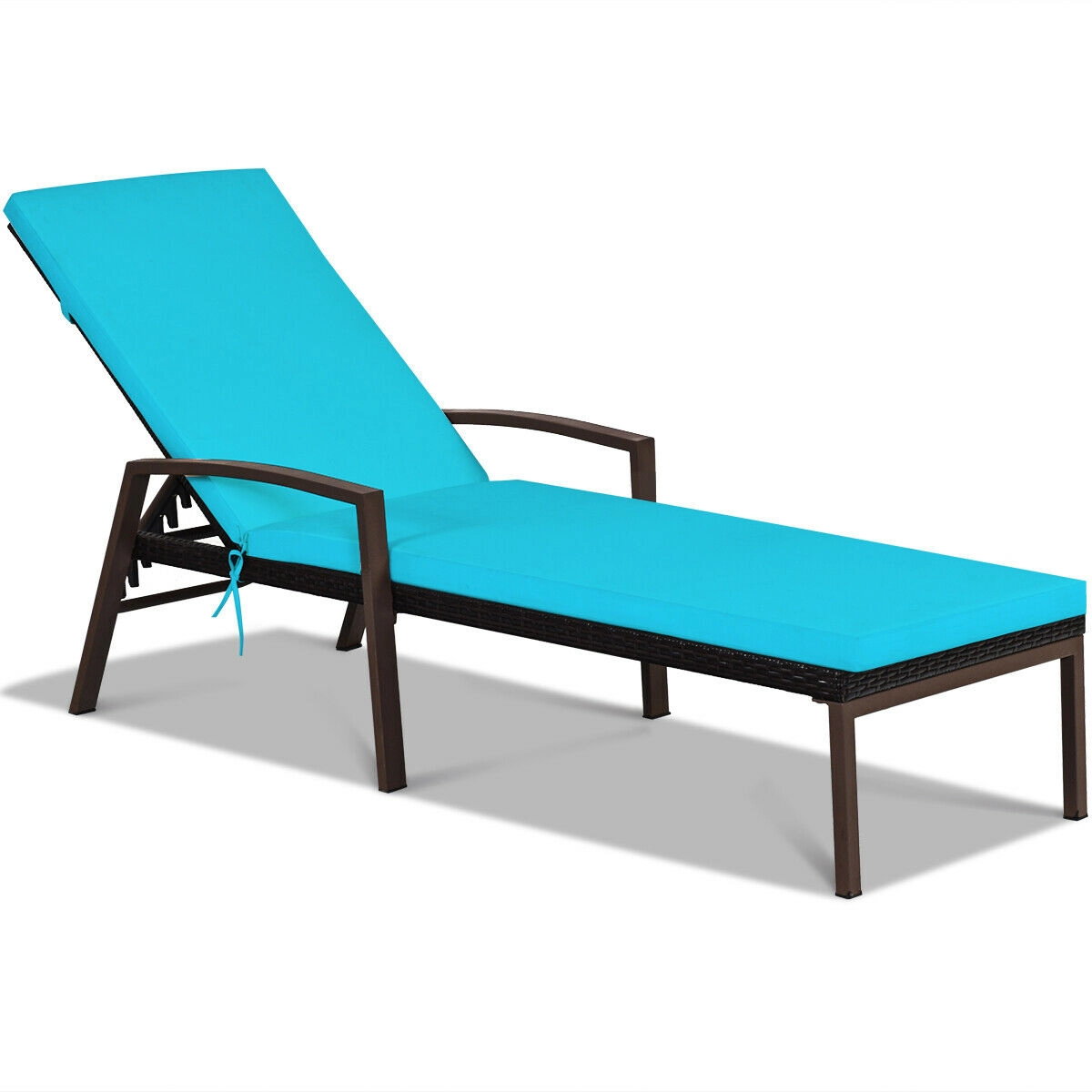 SUGIFT Back-Adjustable PE Rattan Patio Lounge Chaise Recliner 400-lb Capacity Cushion 76-in Length 2-Piece Set Turquoise