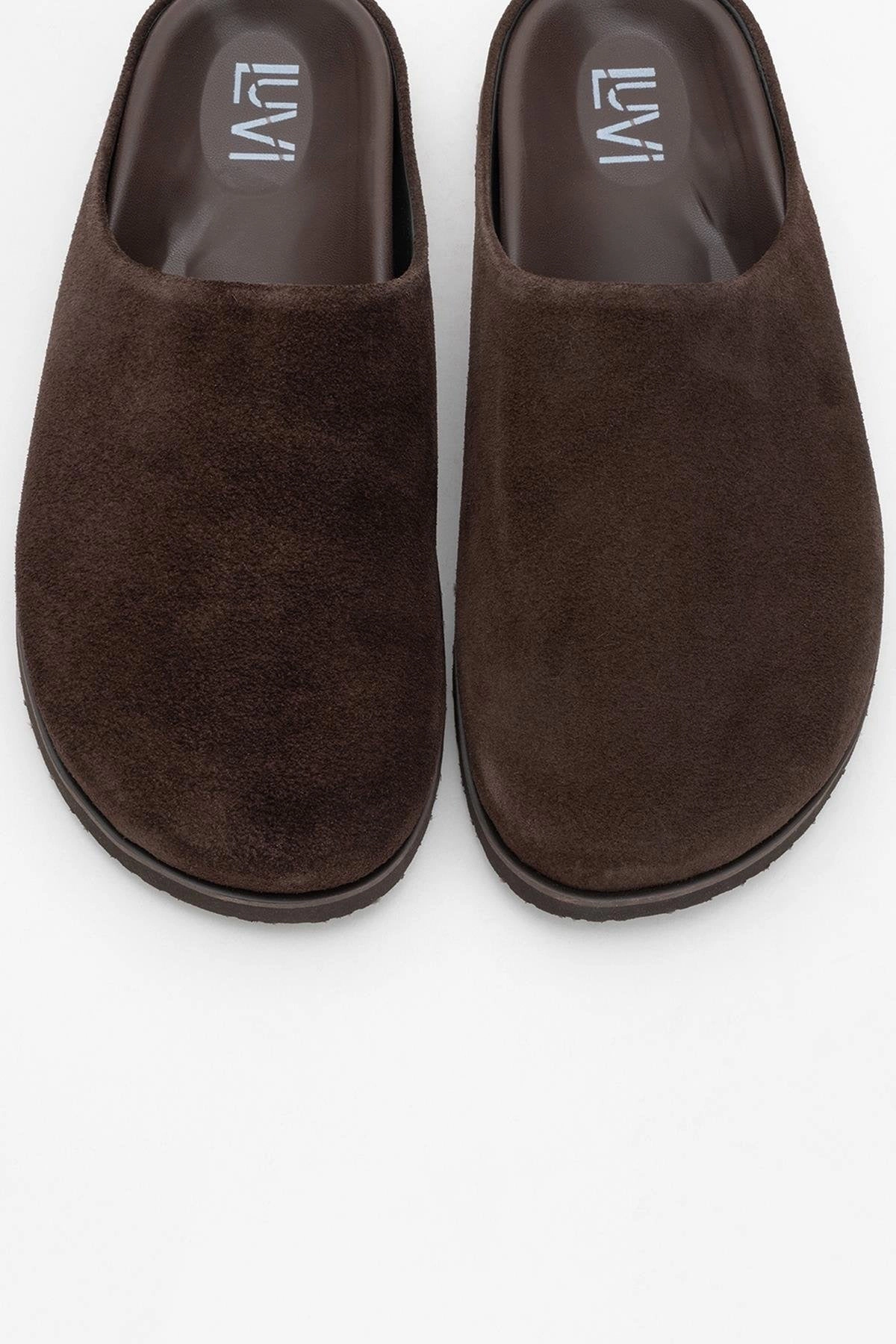 Forever & Always Womens Space Suede Leather Slide Sandals