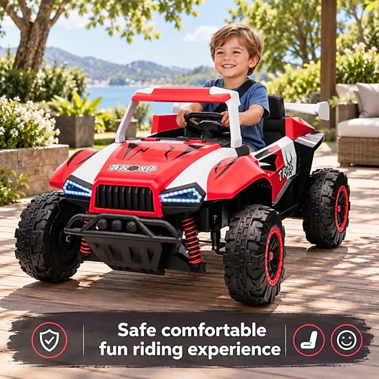 Toemoa Unisex Kids 24V Four Wheel Drive Road Outdoor Ride On UTV, Color ...