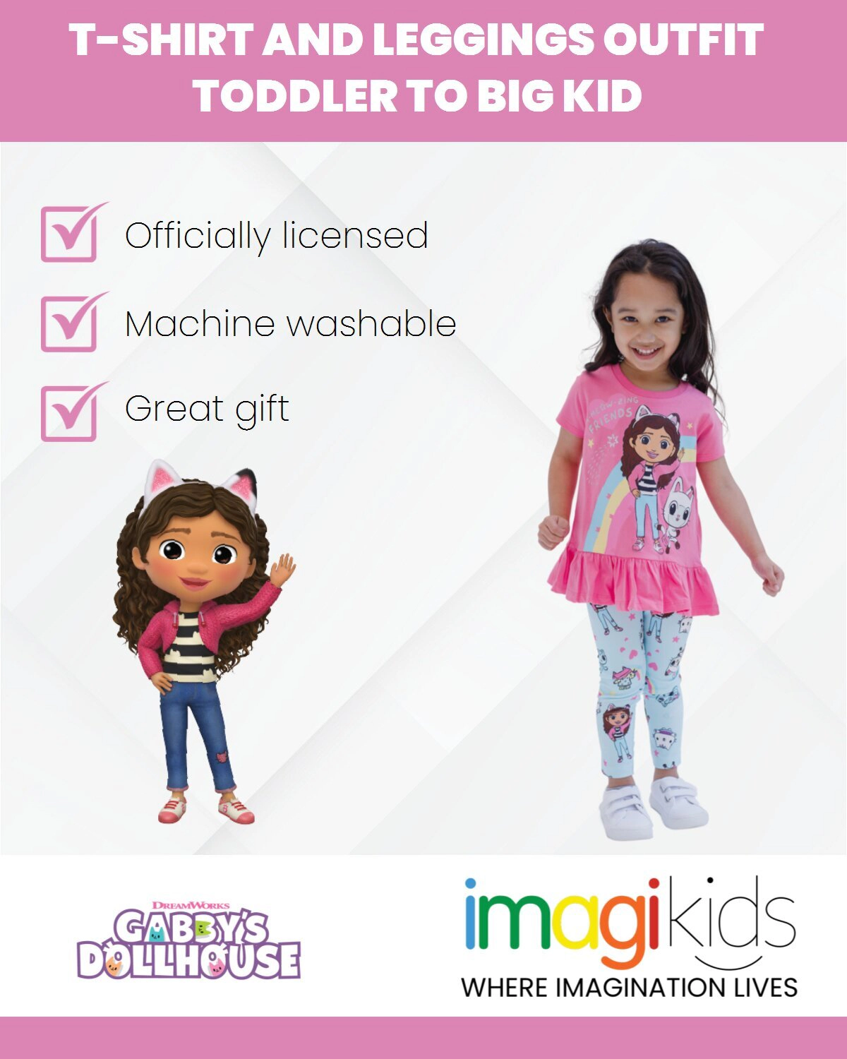 Dreamworks Gabby's Dollhouse Girls' 2-Piece T-Shirt and Leggings Set