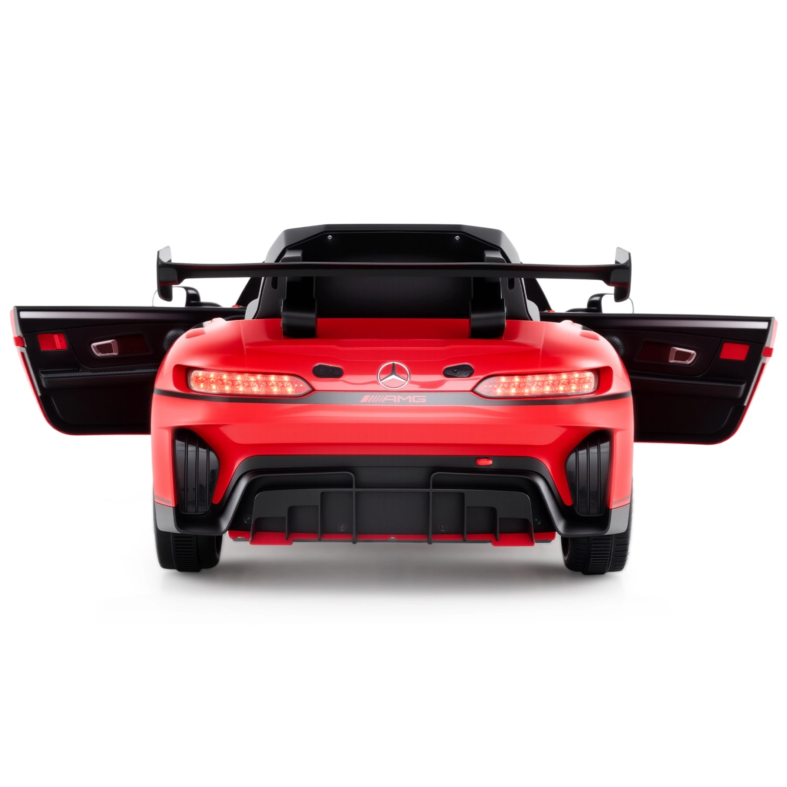 SUGIFT 12V Licensed Mercedes-AMG GT3 Kids Ride-On Car Remote 55-lb Capacity Ages 3+ 45-in Body 13-in Seat Black/White