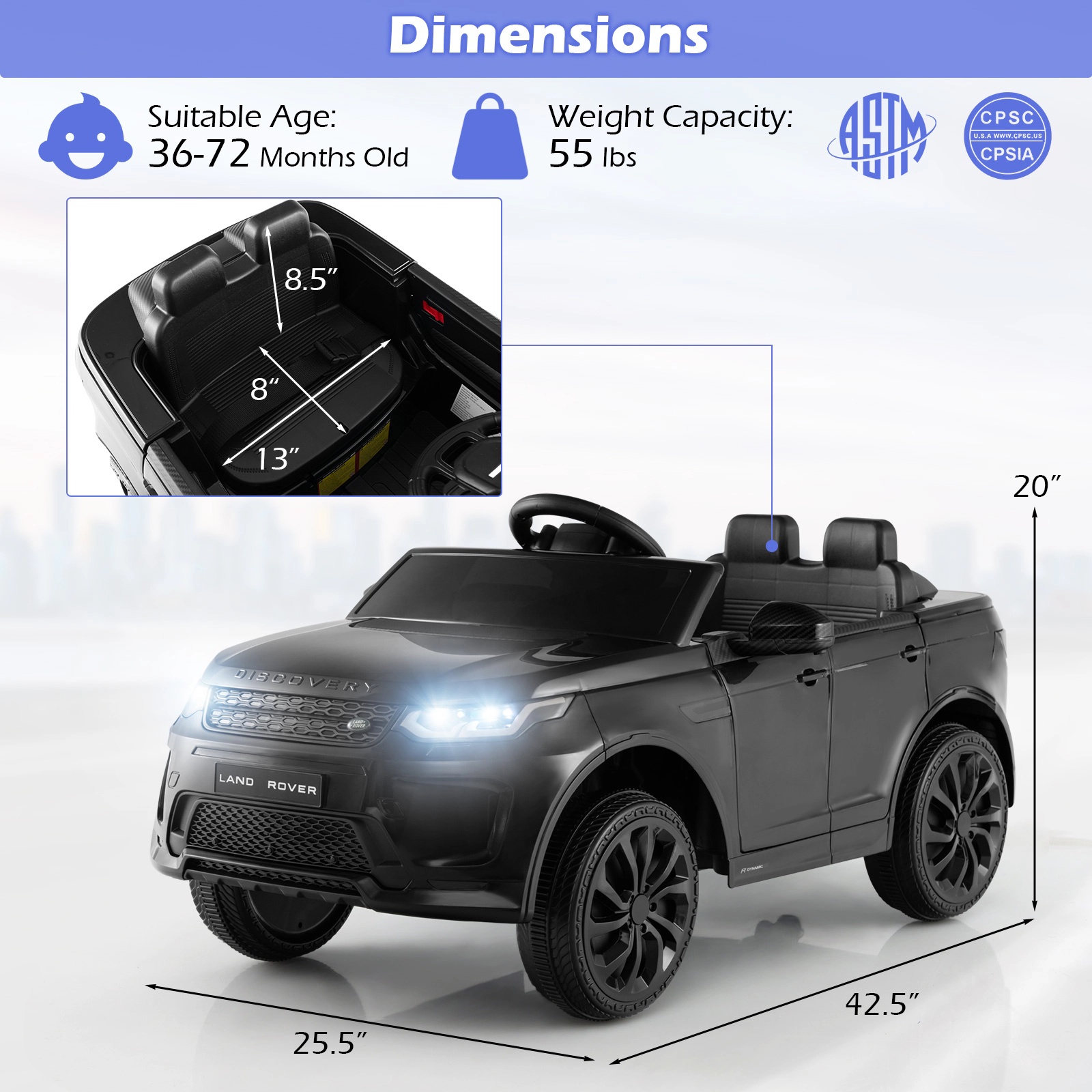 12V Kids Ride On SUV with Parent Remote Lockable Doors Folding Rear Wheels Soft Start and LED Lights Ages 3-6 Black