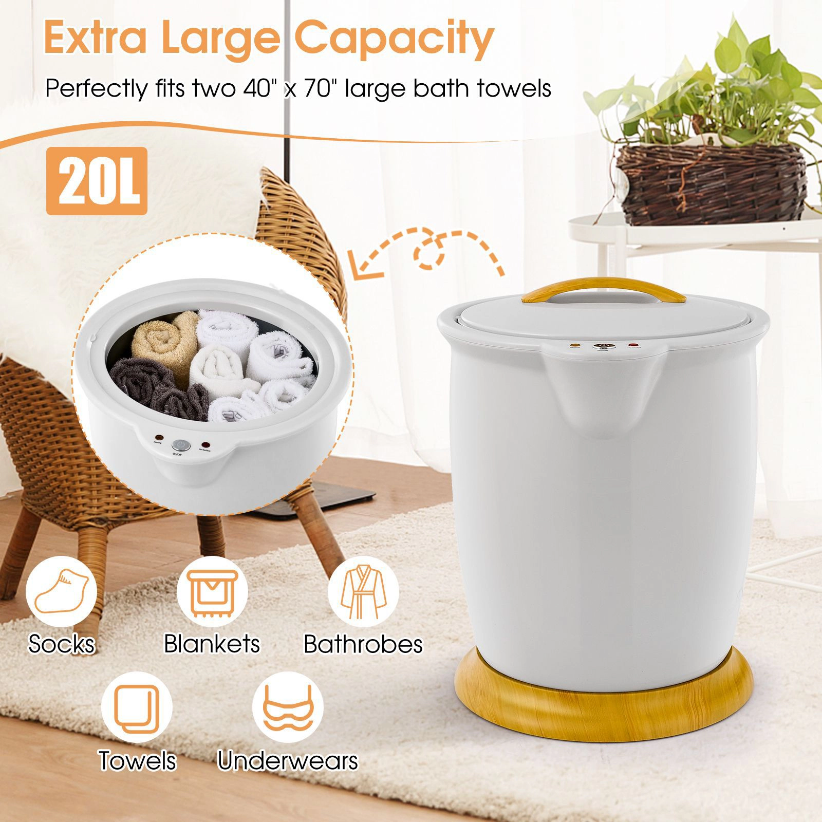 SlickBlue 20L Towel Warmer Bucket with Fragrance Holder and Timer
