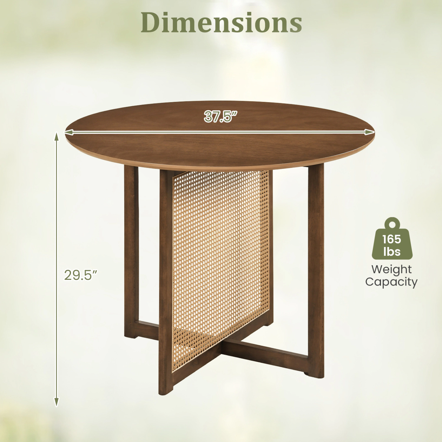 LJG 37.5 Inch Round Dining Table with Cross Pedestal Base