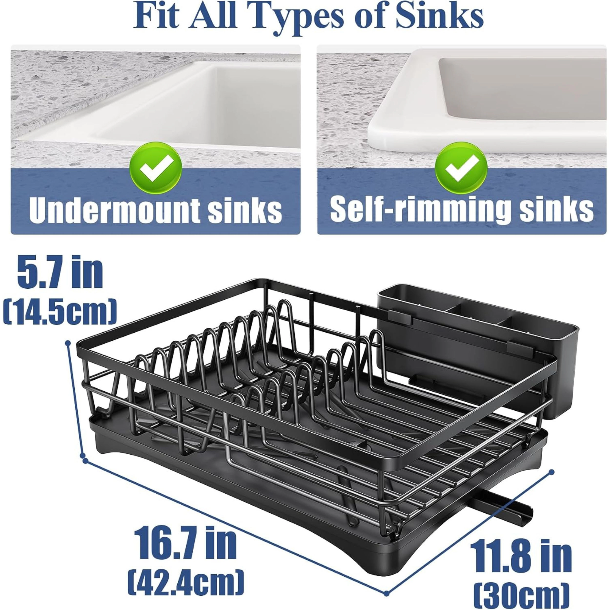 Stock Preferred Stainless Steel Dish Drying Rack with Drainboard 11.8x16.7 Inch