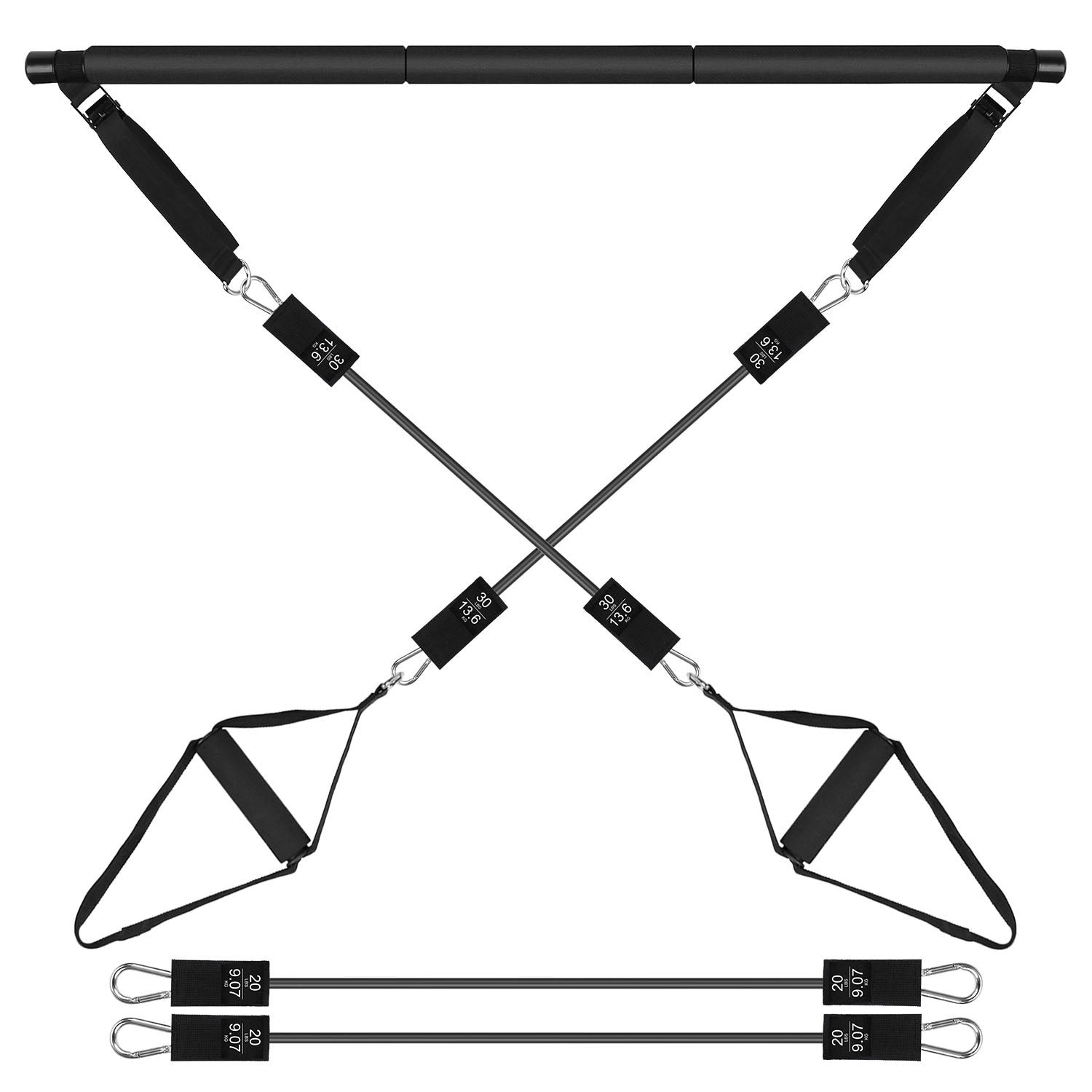 GBruno 100 LBS Pilates Bar Kit With Resistance Bands