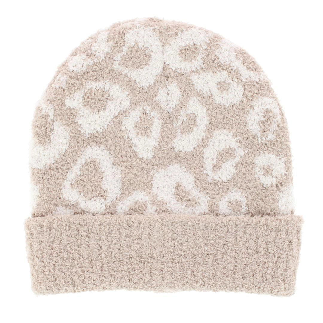 CTM Girl's One Fits Most Soft Leopard Knit Winter Beanie Hat