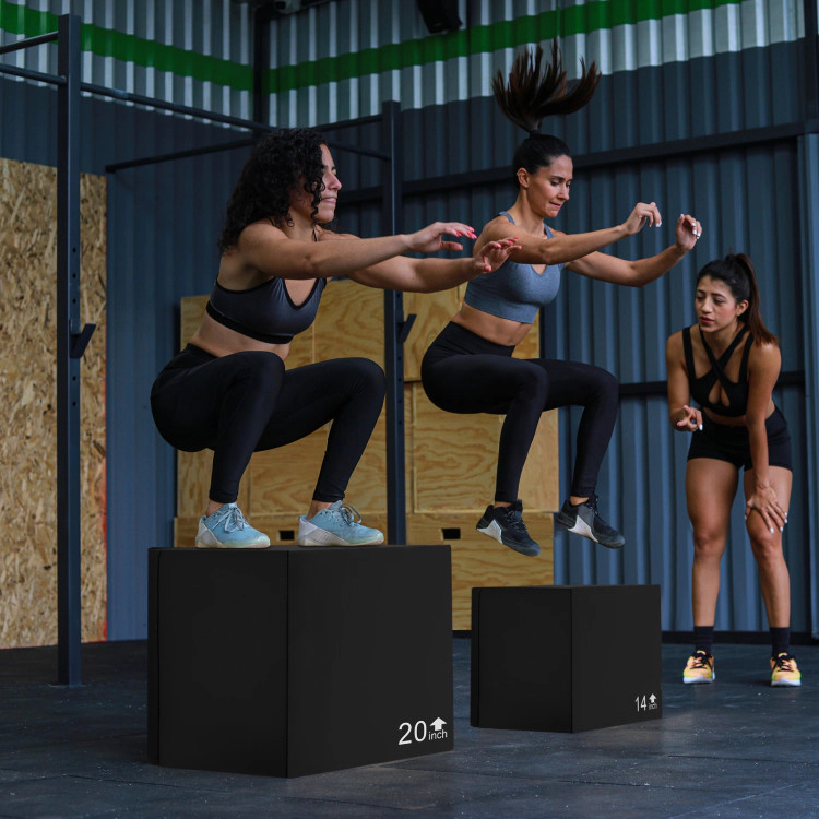 SUGIFT 3-in-1 Black Foam Plyometric Jump Box with PU Cover 16-in W 14-in D 12-in H 440-lb Platform Capacity