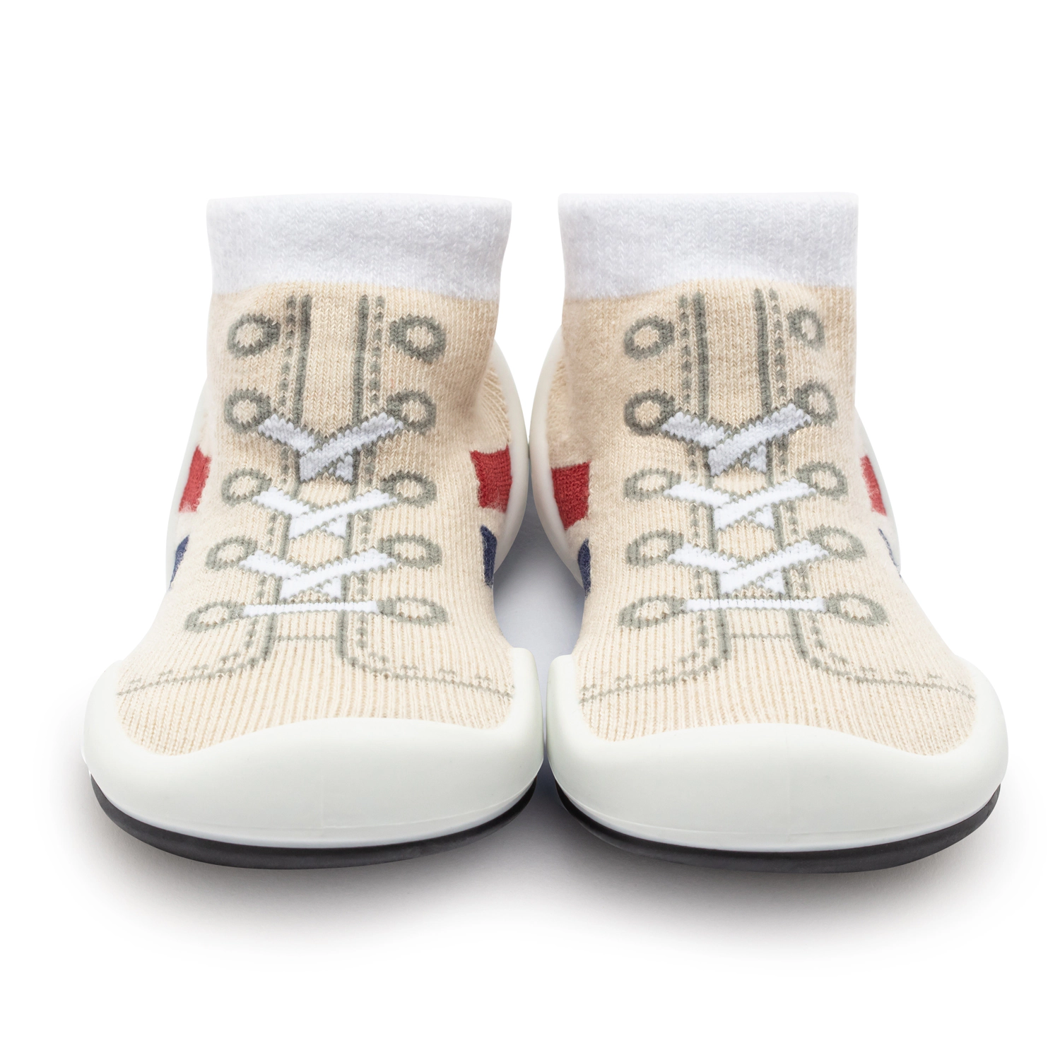 Komuello Toddler Girl Boy First Walk Sock Shoes Runner - Light Beige