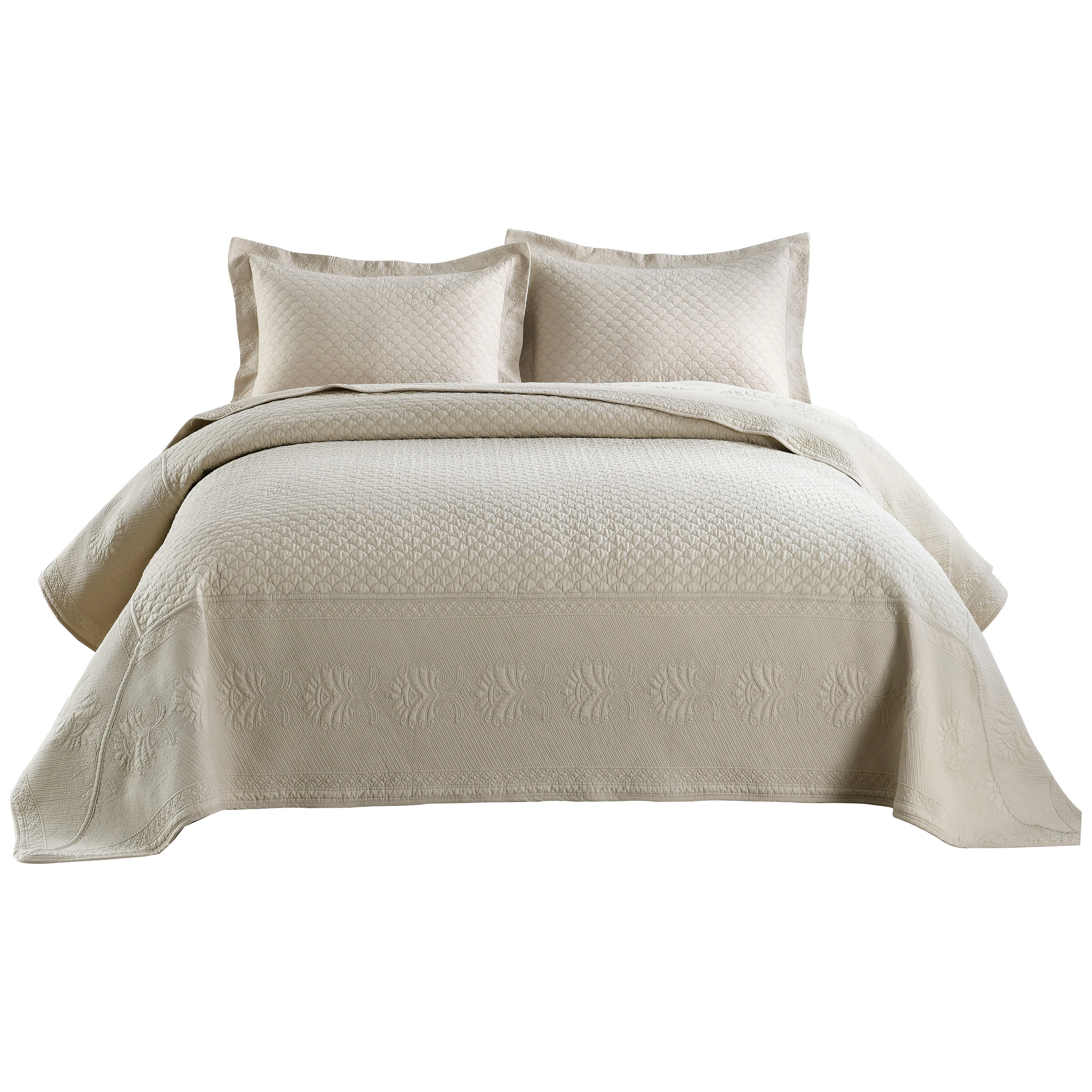 MarCielo 3 Piece 100% Cotton Oversized Lightweight Quilt Bedspread Set