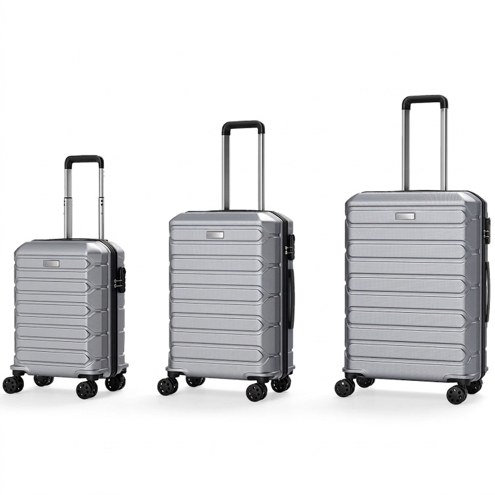 SUGIFT Lightweight 3-Piece Hardside Luggage Set with 8-Spinner Wheels Gray