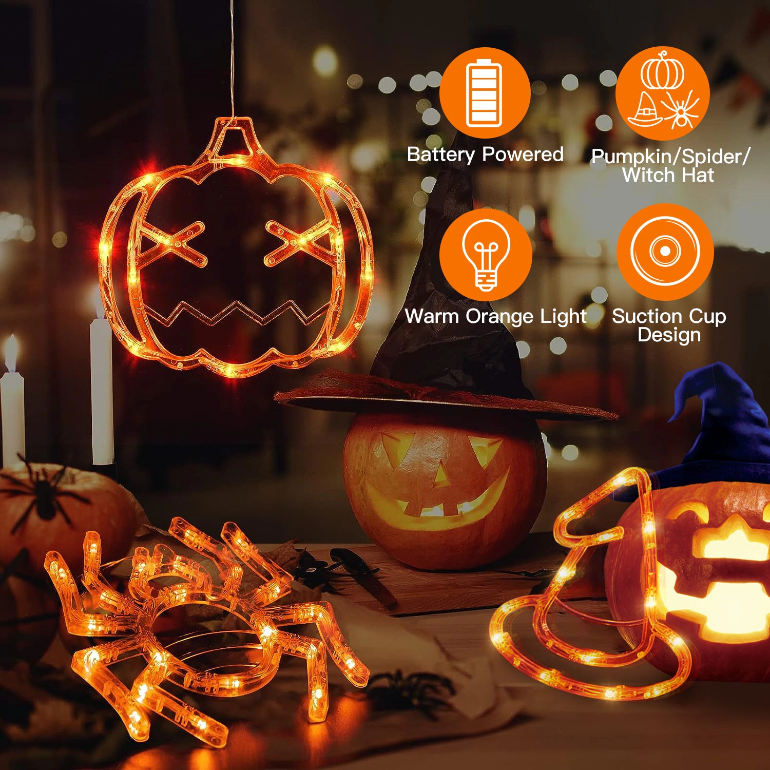 IMounTEK Unisex LED Halloween Window Decoration Set