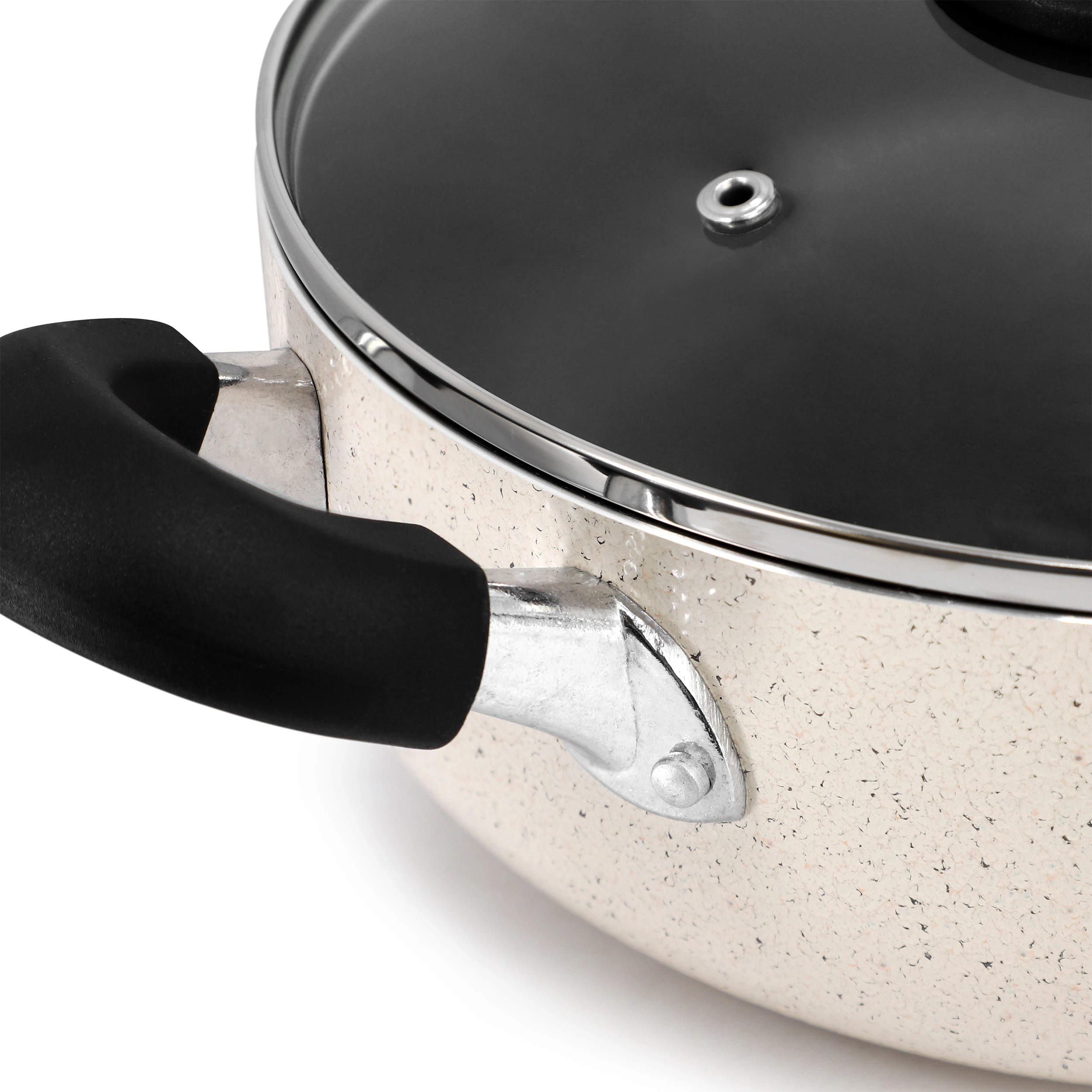 Oster Clairborne 3.6 Quart Nonstick Aluminum Caldero with Lid in Linen