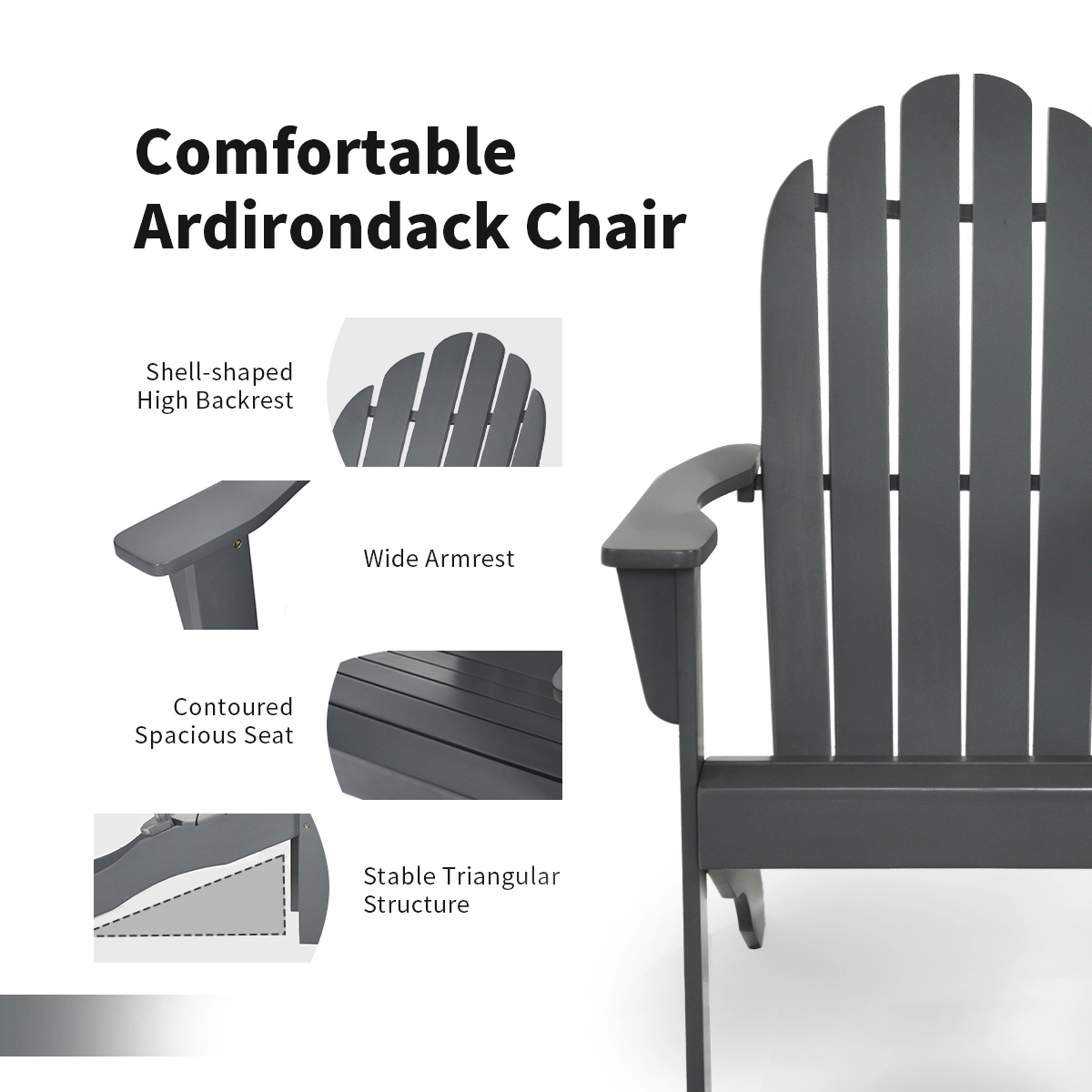 Hivvago Ergonomic Patio Chair Crafted with Durable Acacia Wood