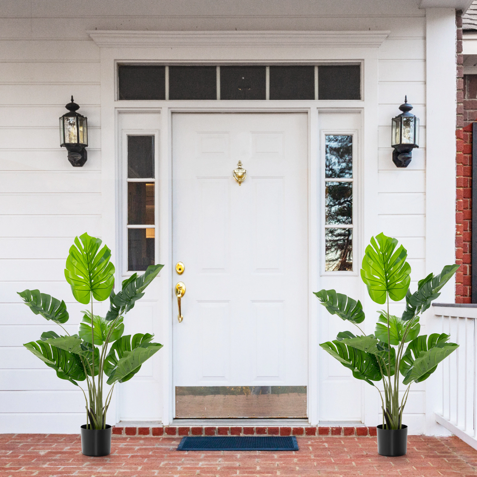 Slickblue Set of 2 4-Ft Artificial Monstera Trees with Pots for Indoor Decor