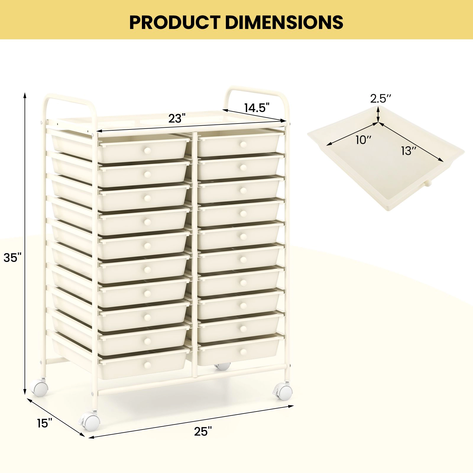 SlickBlue Multi-Tier Utility Cart with Wheels for Home & Office Storage