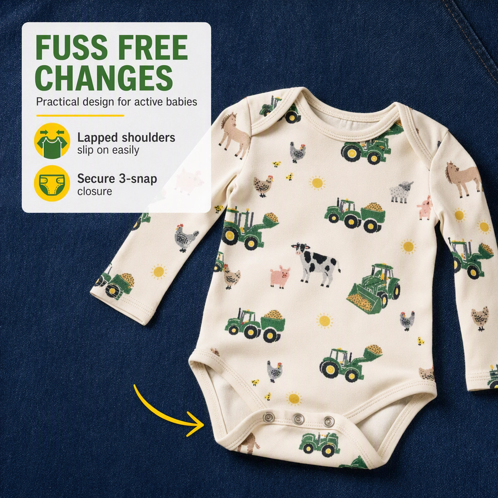John Deere Baby Boys' 2-Piece Bodysuit and Overalls Set