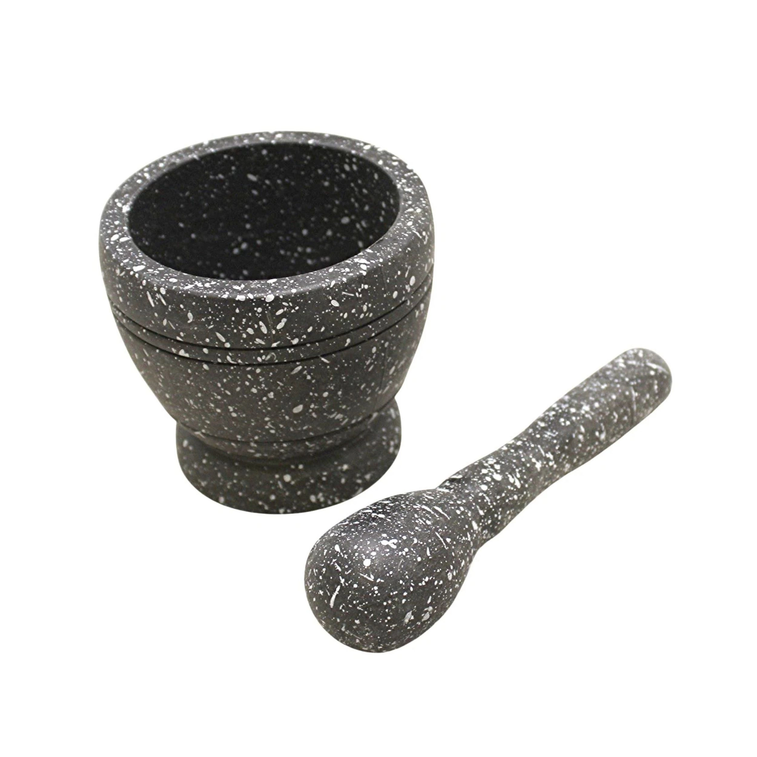 Home Collection Marbleized Mortar & Pestle Set BPA-Free Plastic Herb & Spice Grinder