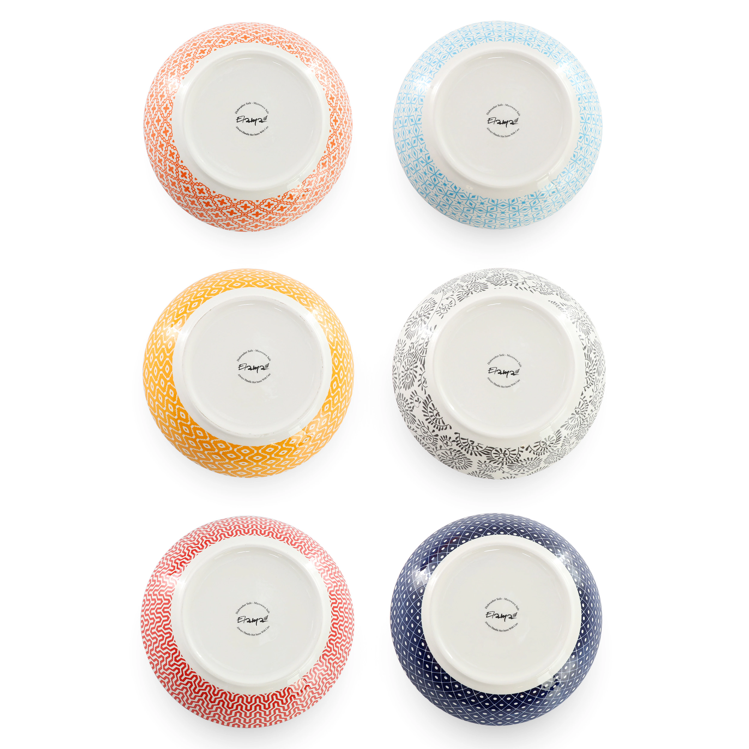 Elama Giovanna 6 Piece Assorted Porcelain Bowl Set