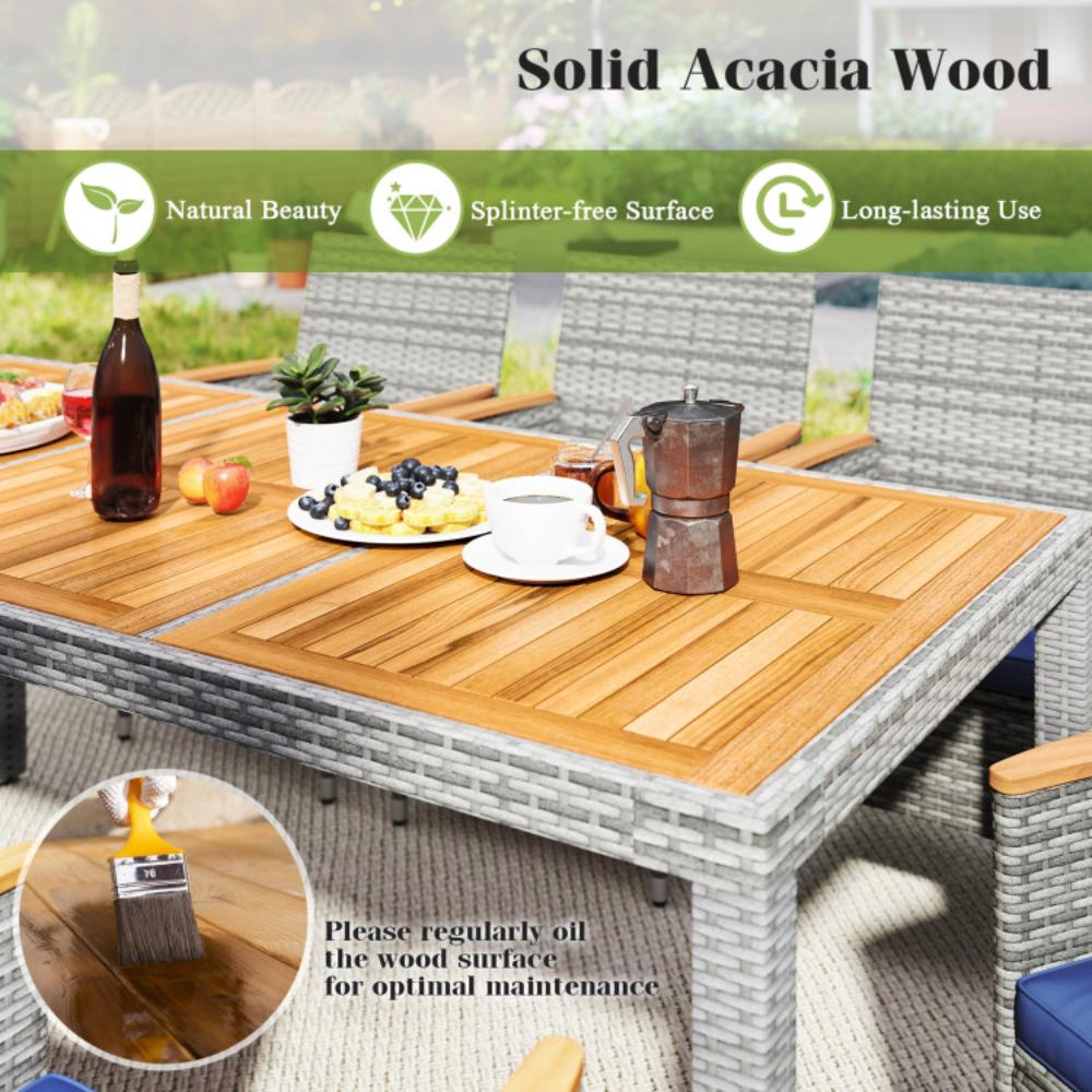 Hivvago 9 Pieces Patio Pe Wicker Dining Set For Deck, Garden And Yard