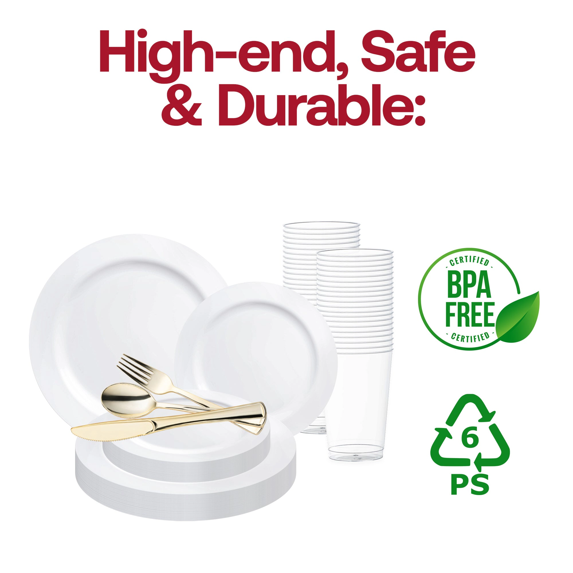 Smarty Had A Party Solid White Economy Round Disposable Plastic Wedding Value Set